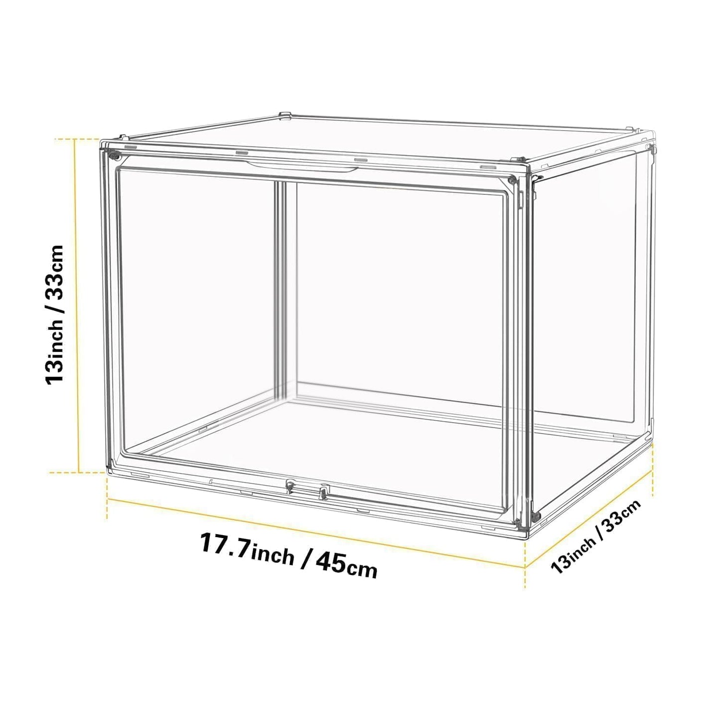 GUDEMAY XL Clear Stackable Plastic Storage Bins with Magnetic Lid - Dustproof Acrylic Display Case for Book, Purses, Large Figures Collectibles, Helmet Showcase, Shoes & Boot Box