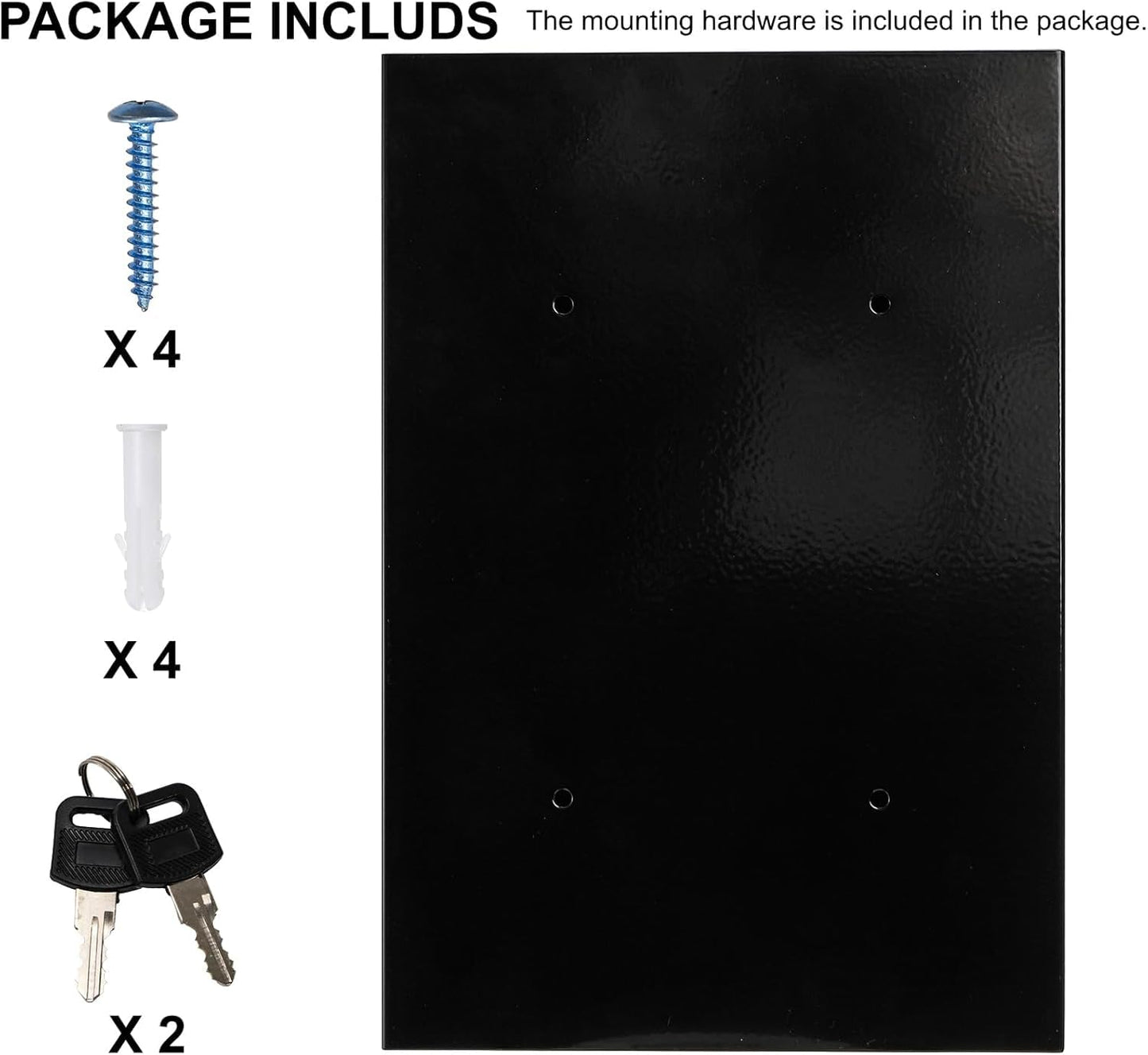 DEAYOU Wall Mount Mailbox, Steel Cover Metal Drop Box, Mail Box with Key Lock, Dropbox with Slot for Envelope, Home, Outside, Office Business, Decor, 12.6" H x 8.5" L x 3.3" W, Black