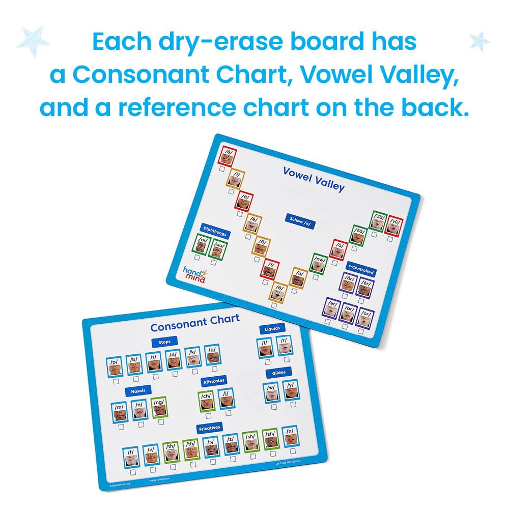 hand2mind Desktop Magnetic Sound Wall Boards, Letter Sounds, Phonics & Phonemic Awareness, Speech Therapy Materials, Science of Reading Manipulatives, Teacher Supplies for Classroom (Set of 6)