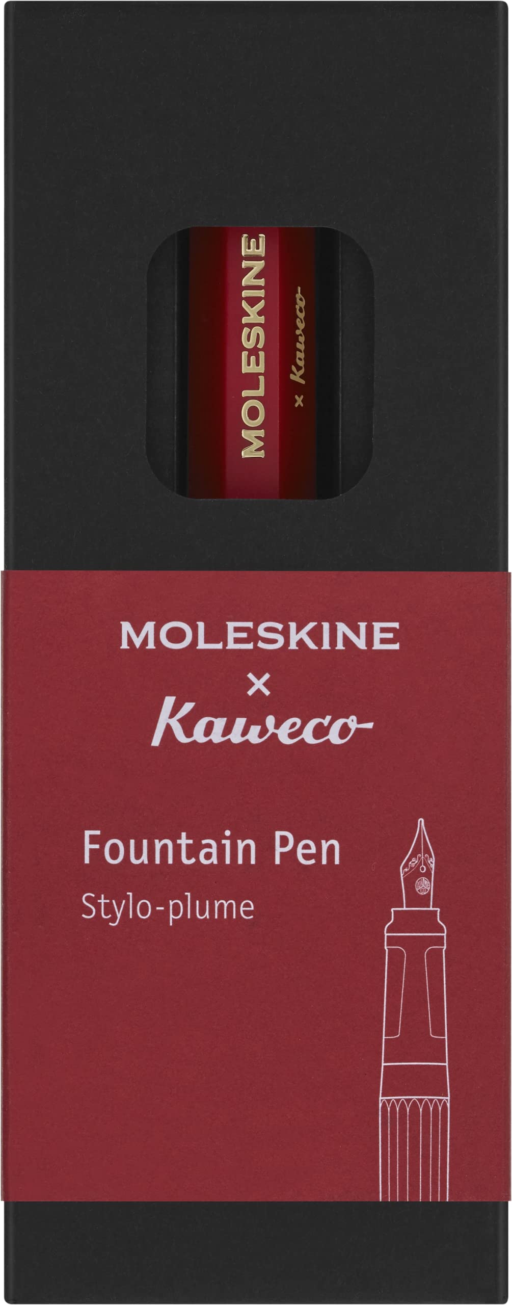 Moleskine x Kaweco, Fountain Pen, Medium Nib, Red with Blue Ink