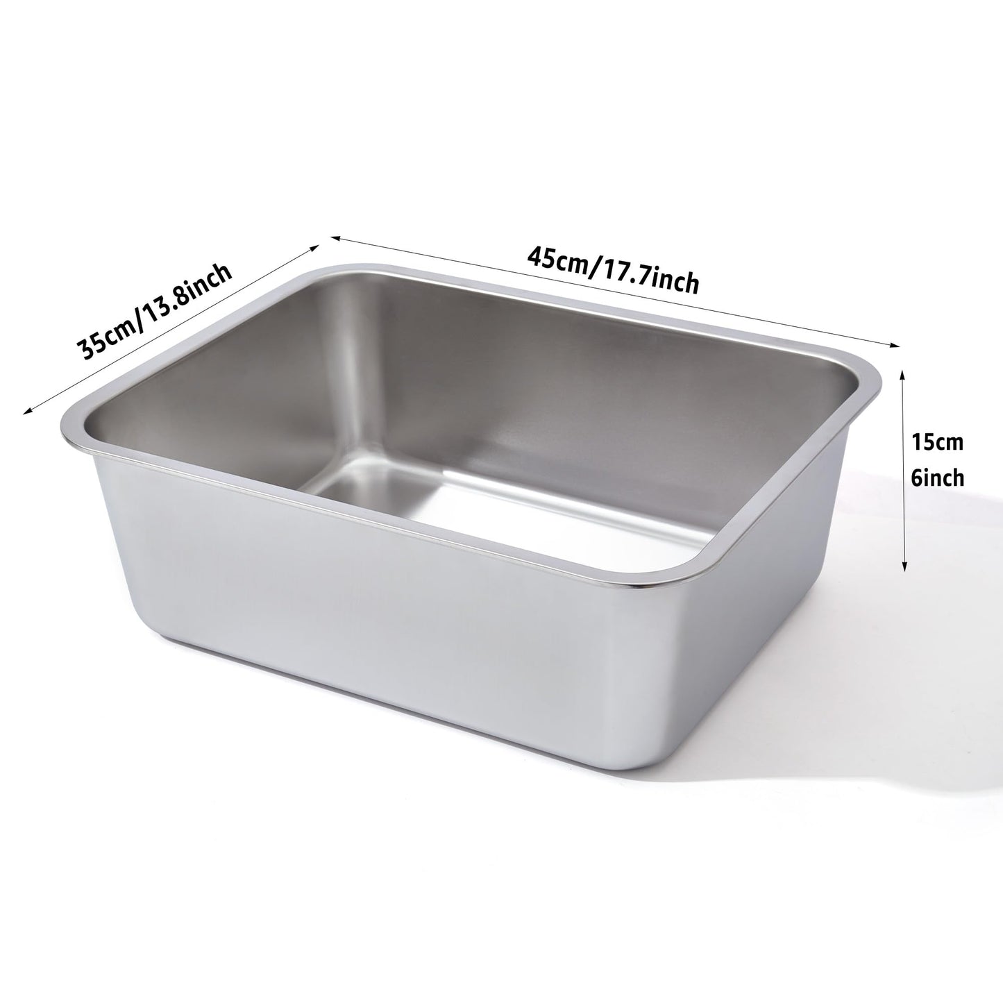 Stainless Steel Litter Box, High Sided Large Metal Cat Litter Boxes Easy Clean, Non Stick and No Smell, Suitable for Adult Cat