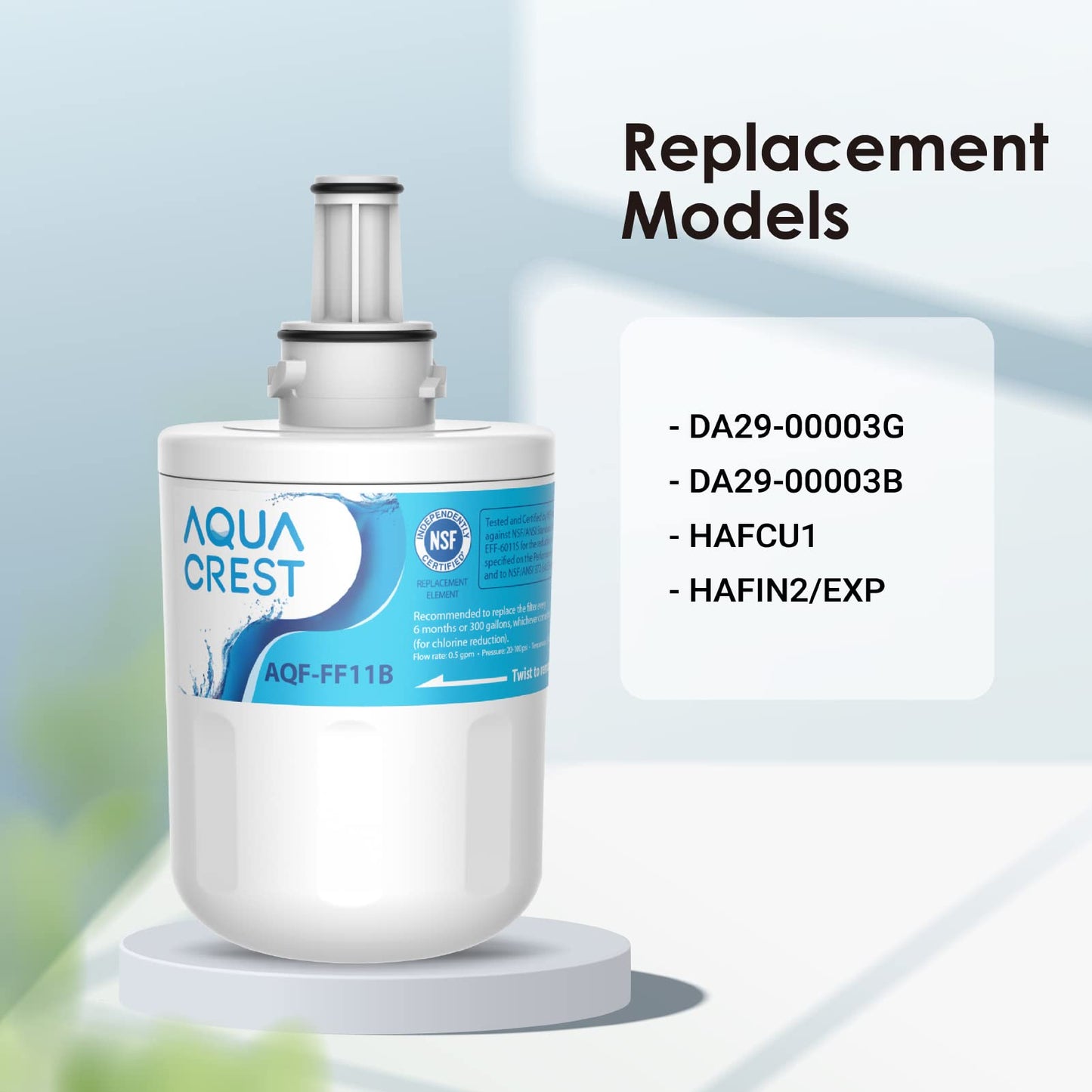 AQUA CREST DA29-00003G Refrigerator Water Filter, Replacement for Samsung DA29-00003G, DA29-00003B, DA29-00003A, Aqua-Pure Plus, HAFCU1 Water Filter, Pack of 3