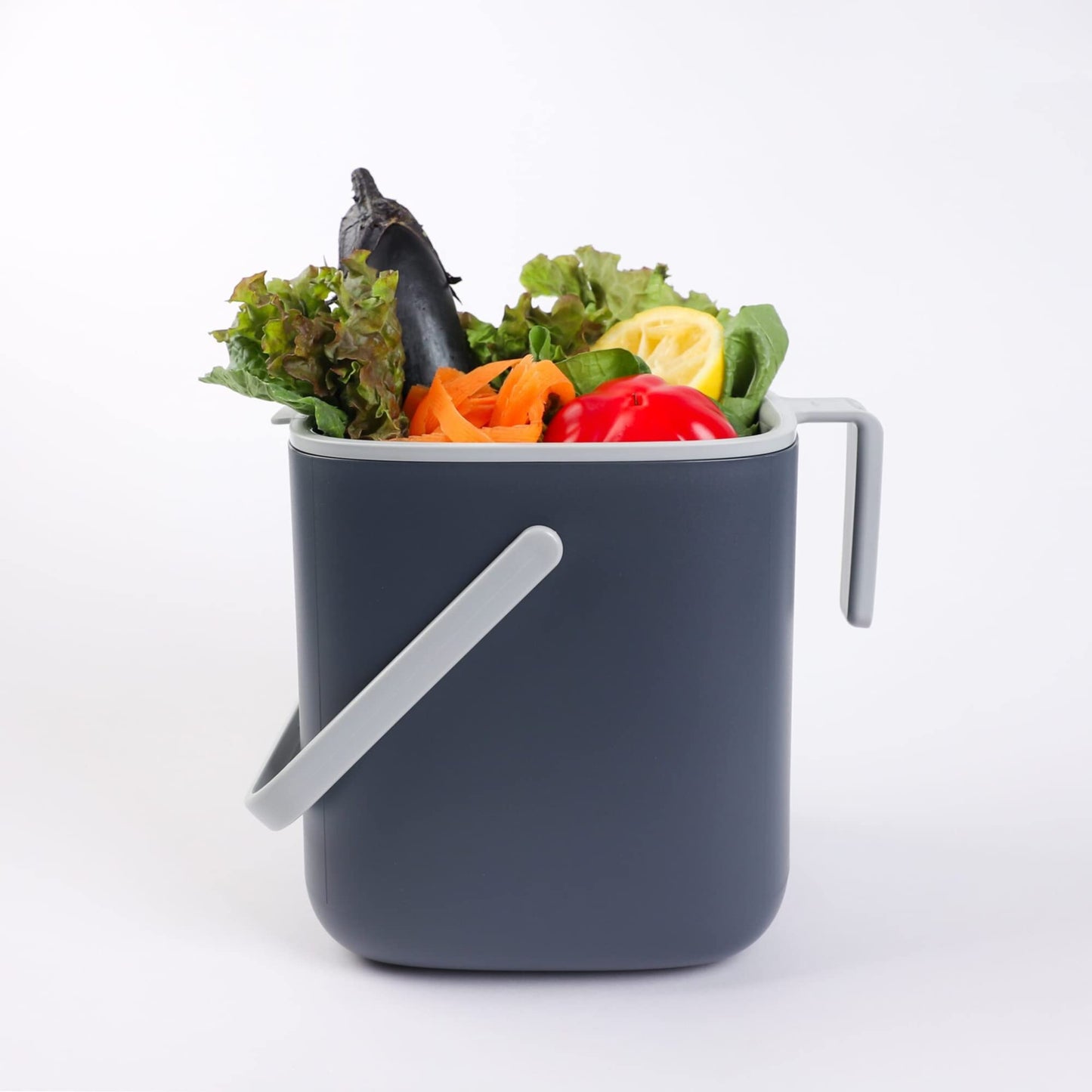 Blue Ginkgo Kitchen Compost Bin – Small [2.6L / 0.69 GAL] – Filter-Free, Odor-Tight Countertop Food Waste Pail with Handles (Made in Korea, Grey)