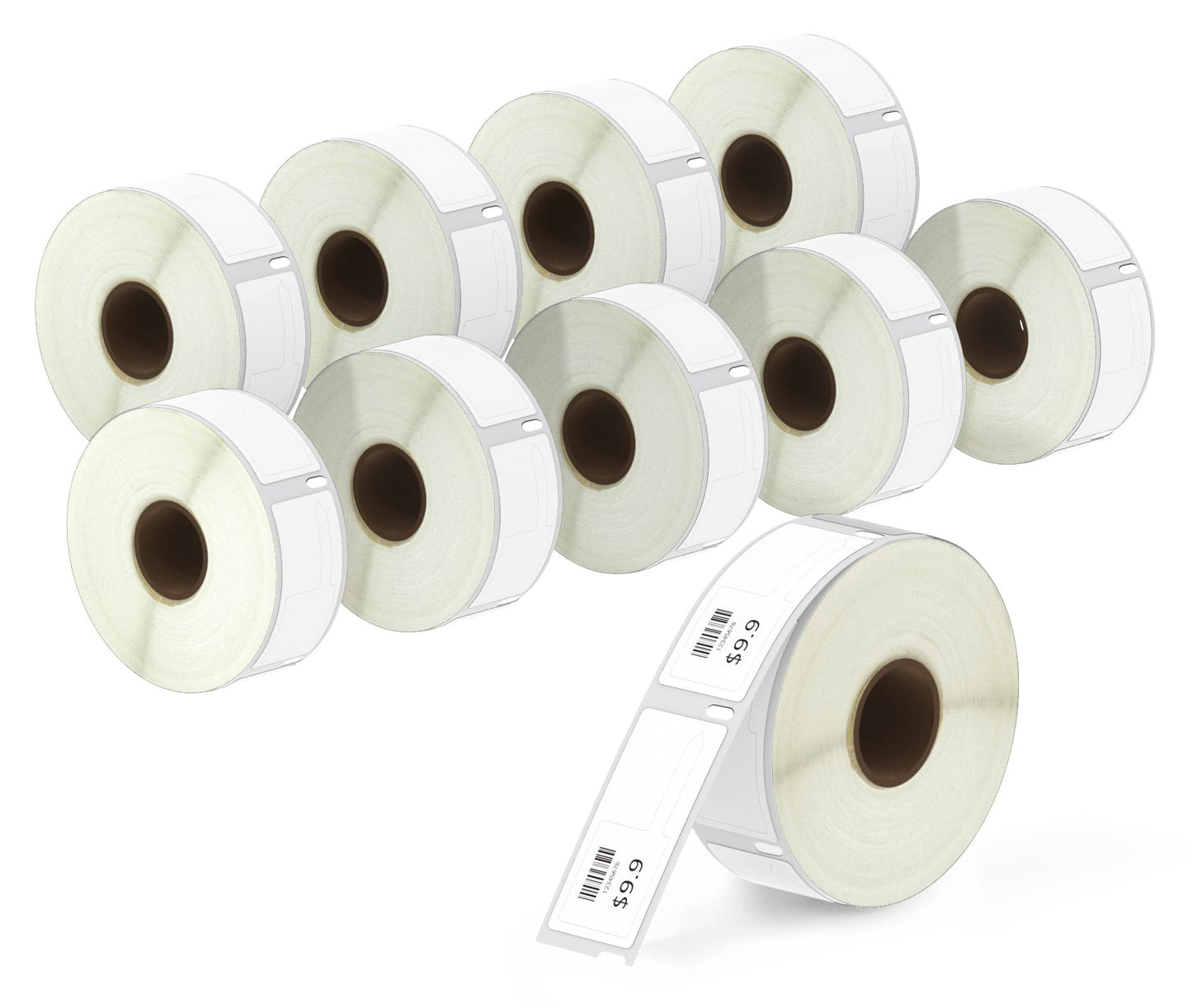BETCKEY - Compatible DYMO 30373 (7/8" x 15/16") Price tag Rat Tail Style Thermal Film Labels, Compatible with Rollo, DYMO Labelwriter 450, 4XL & Zebra Desktop Printers[10 Rolls]