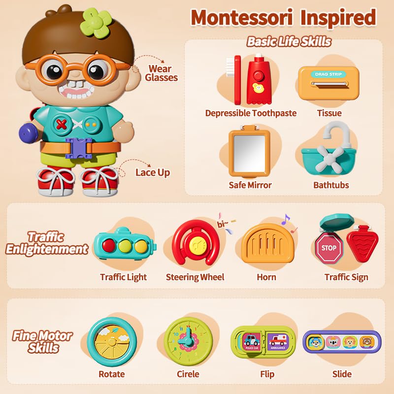 Busy Board for 1 Year Old Boys, Montessori Toys for Toddler 1-3, Early Musical Educational Toy for 12-18 Month, Ideas Birthday for 1 2 3 Year Old Boys Girls