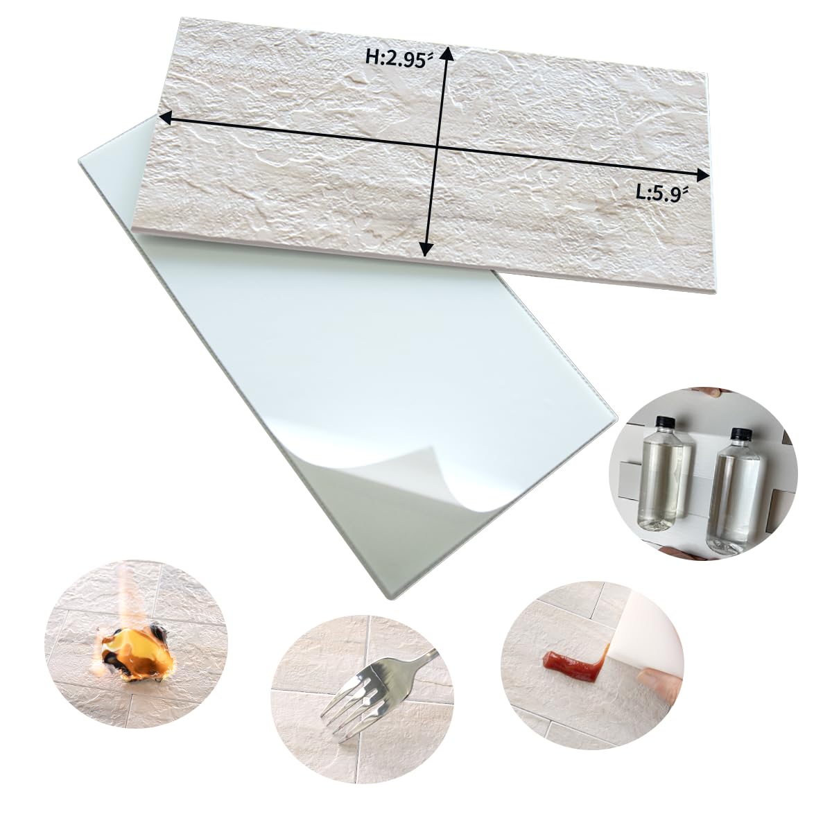 AULIGET 100-Piece Beige Slate Peel and Stick Backsplash Wall Tiles, 3" x 6" PVC Faux Stone Stick on Tile for Backsplash Kitchen, Bathroom, Laundry Room, Camper, Fireplace
