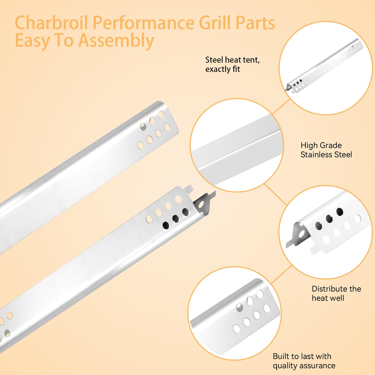 463276517 6-Burner Grill Replacement Parts for Charbroil Performance 6 Burner 463244819 463277918, 5 Burner 463347519, 4 Burner 463342119, G470-5200-W1 Burner, 470-0004-W1A Heat Plate, Crossover Tube