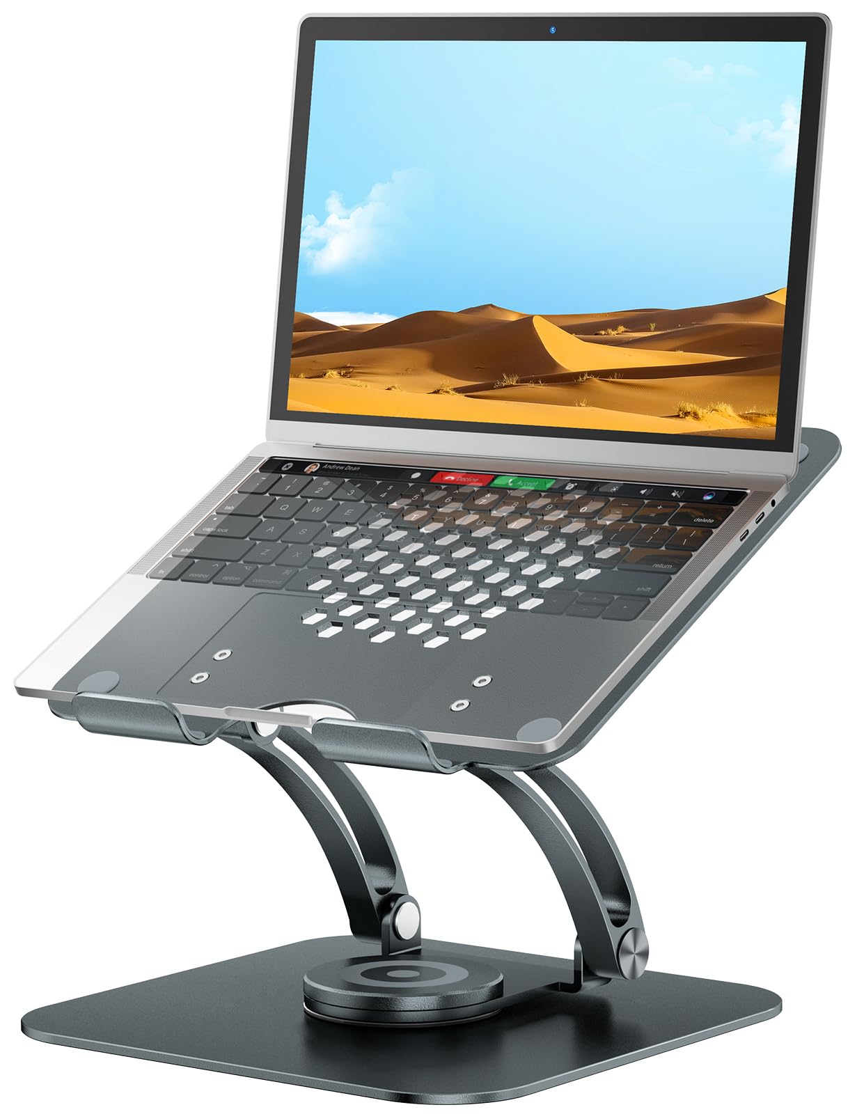 Tounee Swivel Laptop Stand for Desk, Ergonomic Laptop Holder with 360° Rotating Base, Adjustable Computer Stand Laptop Riser Compatible with Air, Pro, All Laptop 10-16"-Gray