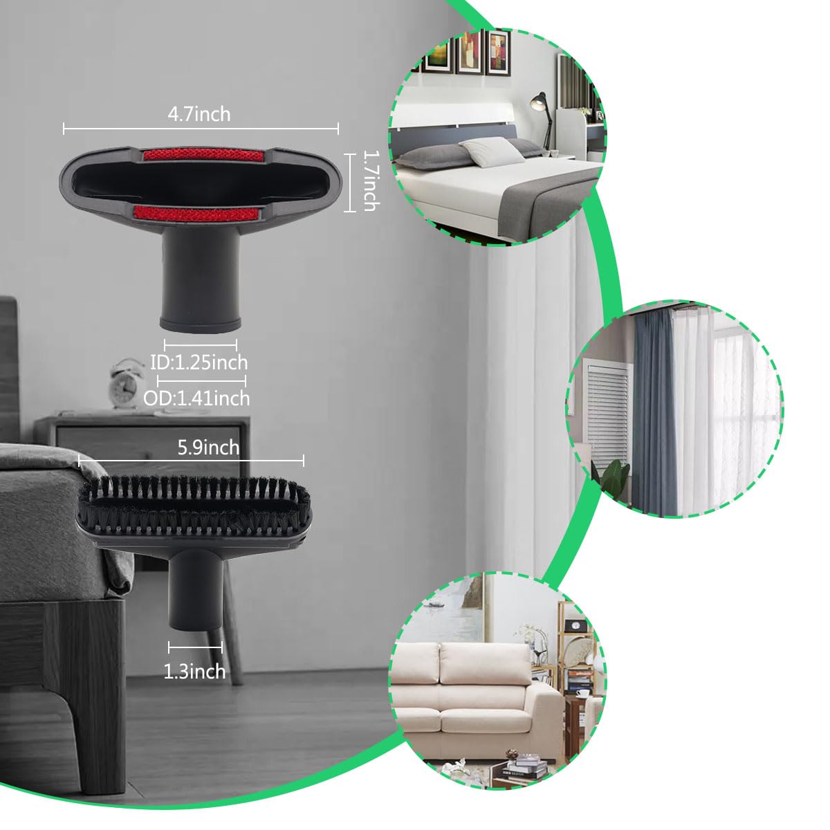 ECOMAID 10 Pack Vacuum Attachments for Shop Vac Accessories, Including Hardwood Floor Brush, Crevice Tool, Extension Wands & Adapters for 1" to 2" Vacuum Hoses