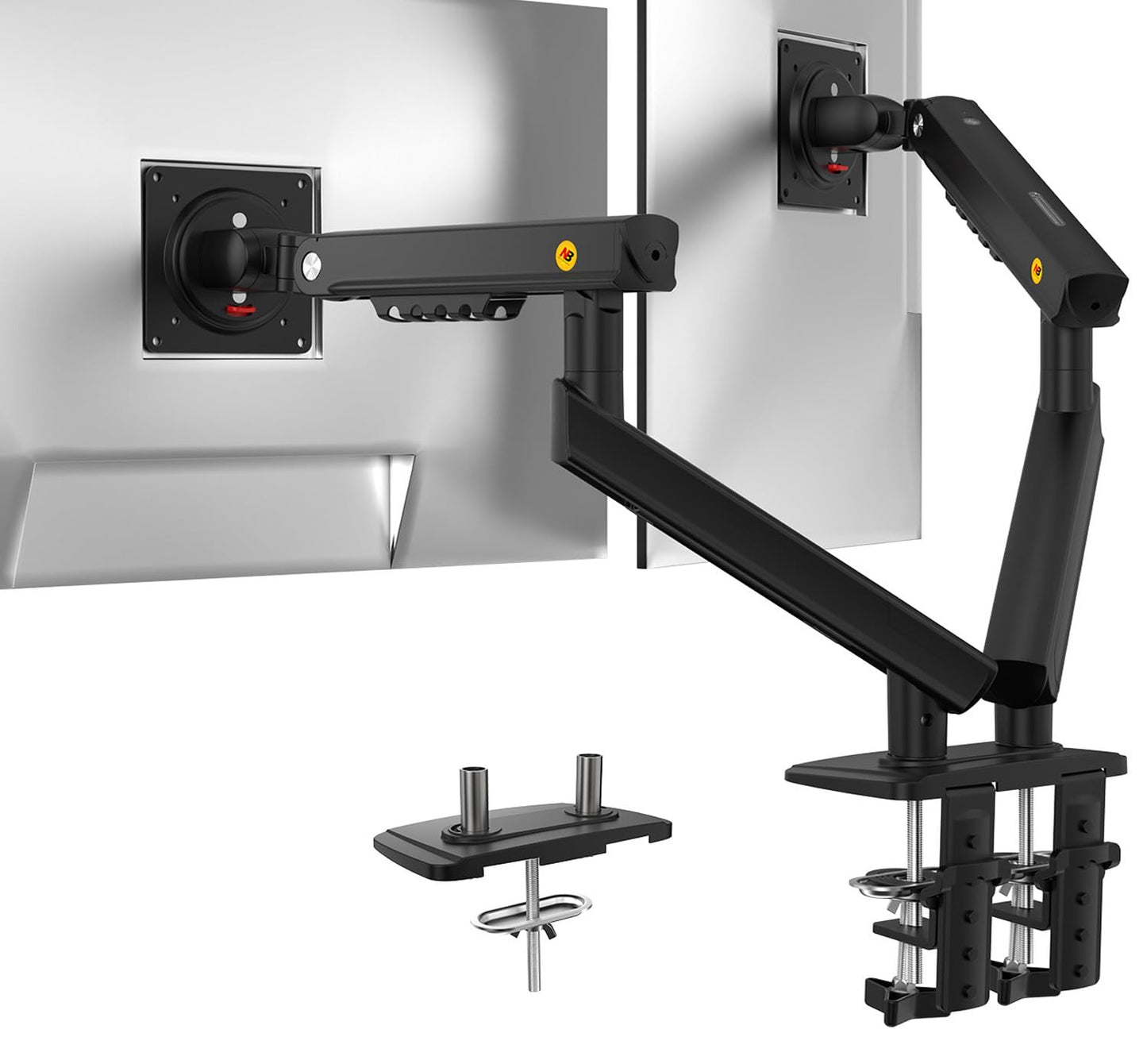 NB SmooVex™ Single Monitor Arm for Monitors 17'' to 32 inch, Mechanical Spring Mount Load up to 9 kg, VESA 75/100 mm Monitor-Mount A5 (Black-Dual)
