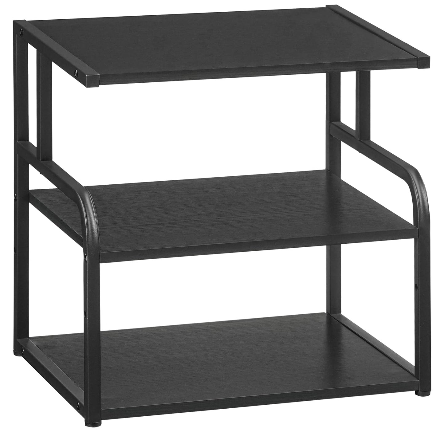 HOOBRO Printer Stand, 3-Tier Desktop Printer Table, Under Desk Storage Office Organizer, Storage Rack with Adjustable Shelf, for Home Office, Kitchen, Living Room, Black BB06PS01