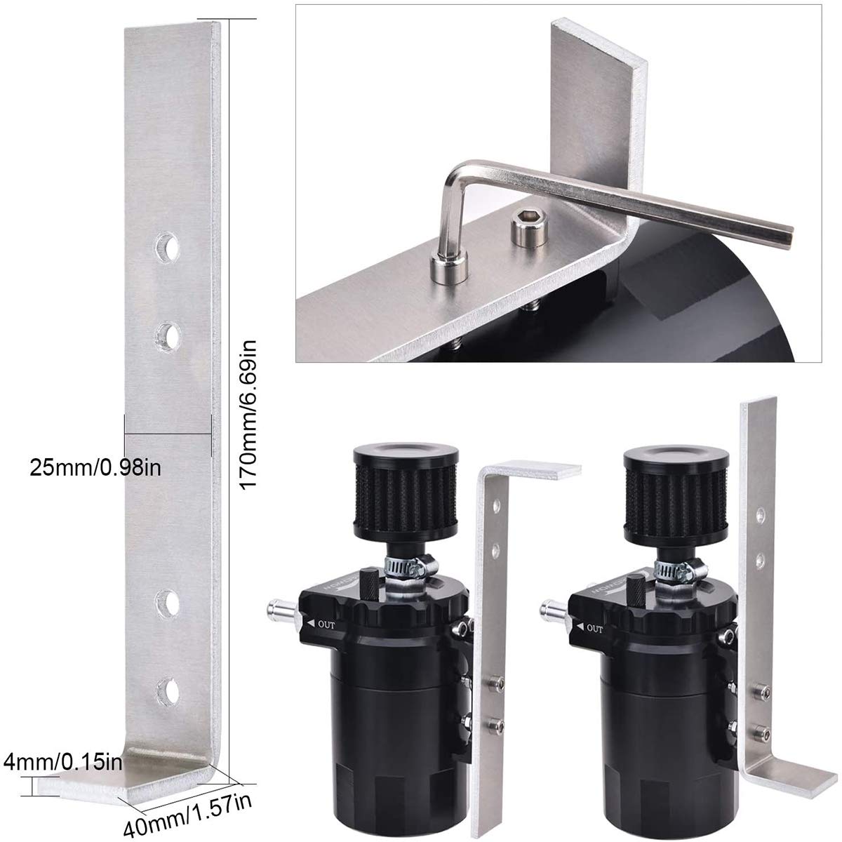 EVIL ENERGY Baffled Oil Catch Can,Oil Separator Catch Can with Breather Filter 300ml Universal Aluminum