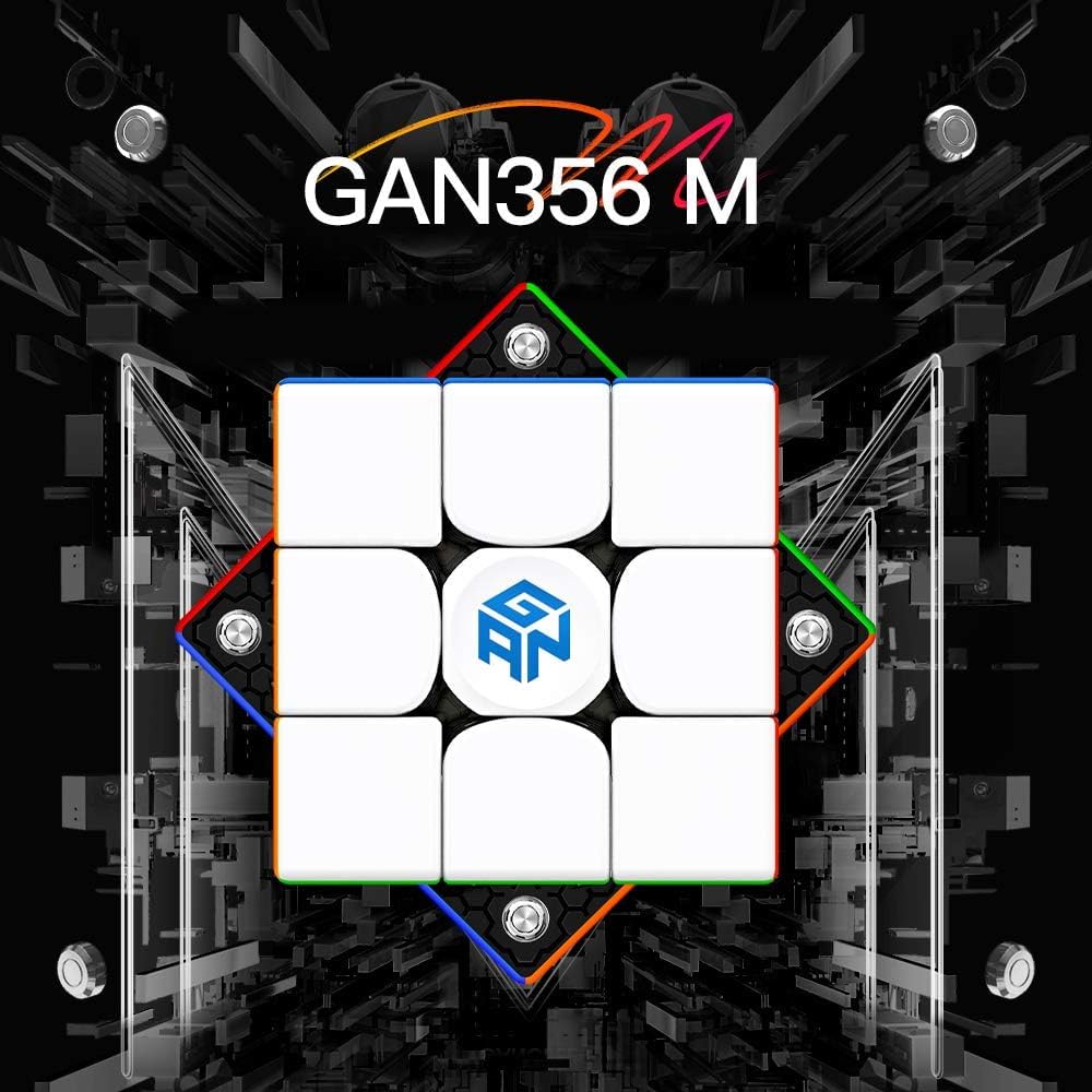 GAN 356 M with Extra GES Set, 3x3 Speed Cube Magnetic Stickerless, 3D Puzzle Fidget Toy Brain Teasers for Kids Teens Beginners Travel Games Holiday Birthday Gifts Stocking Stuffers