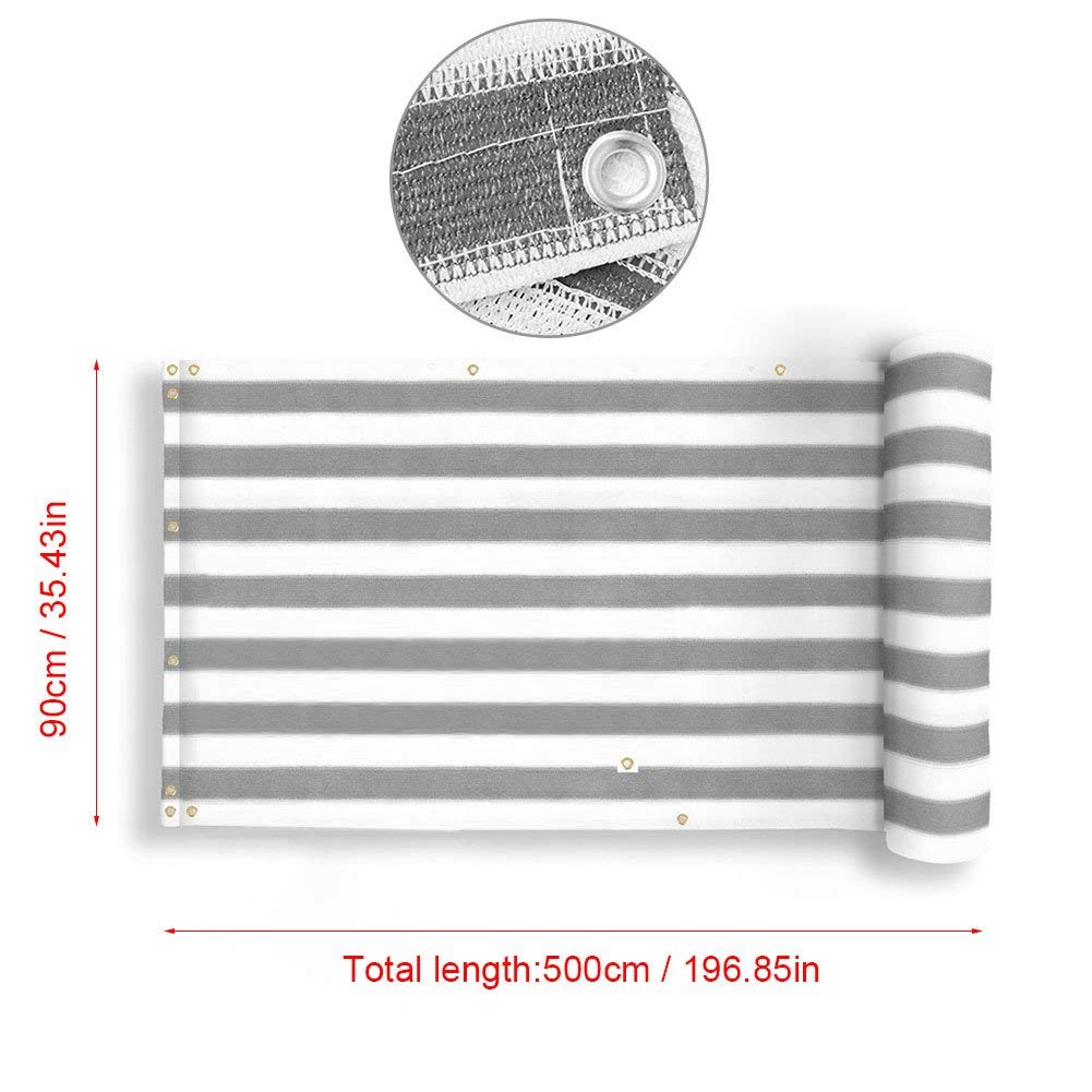 3'x16.4' Balcony Privacy Screen Fenceing,Privacy Fence Cover Windscreen for Deck Patio Pool Apartment Porch,Outdoor Privacy Mesh Fencing Shade Cloth,UV Protection (White-Grey)