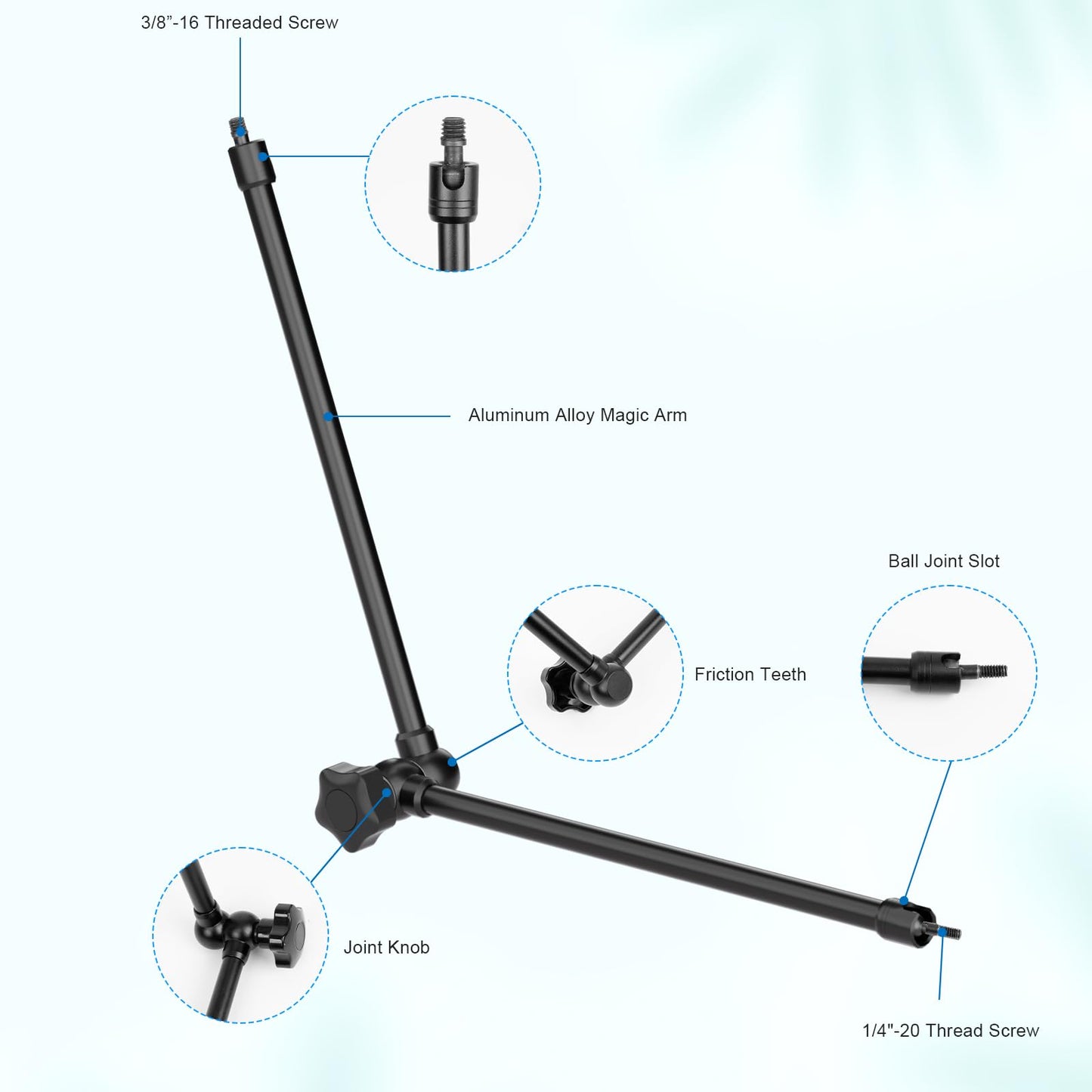 Mippko Microphone Stand Holder,21.5" Long Flexible Adjustable Magic Arm Super Crab Clamp Mic Clip 3/8"-16 to 5/8"-27 Adapter Mount,Compatible with Shure/Fifine /AT2020 /Pyle/Blue Snowball/Razer