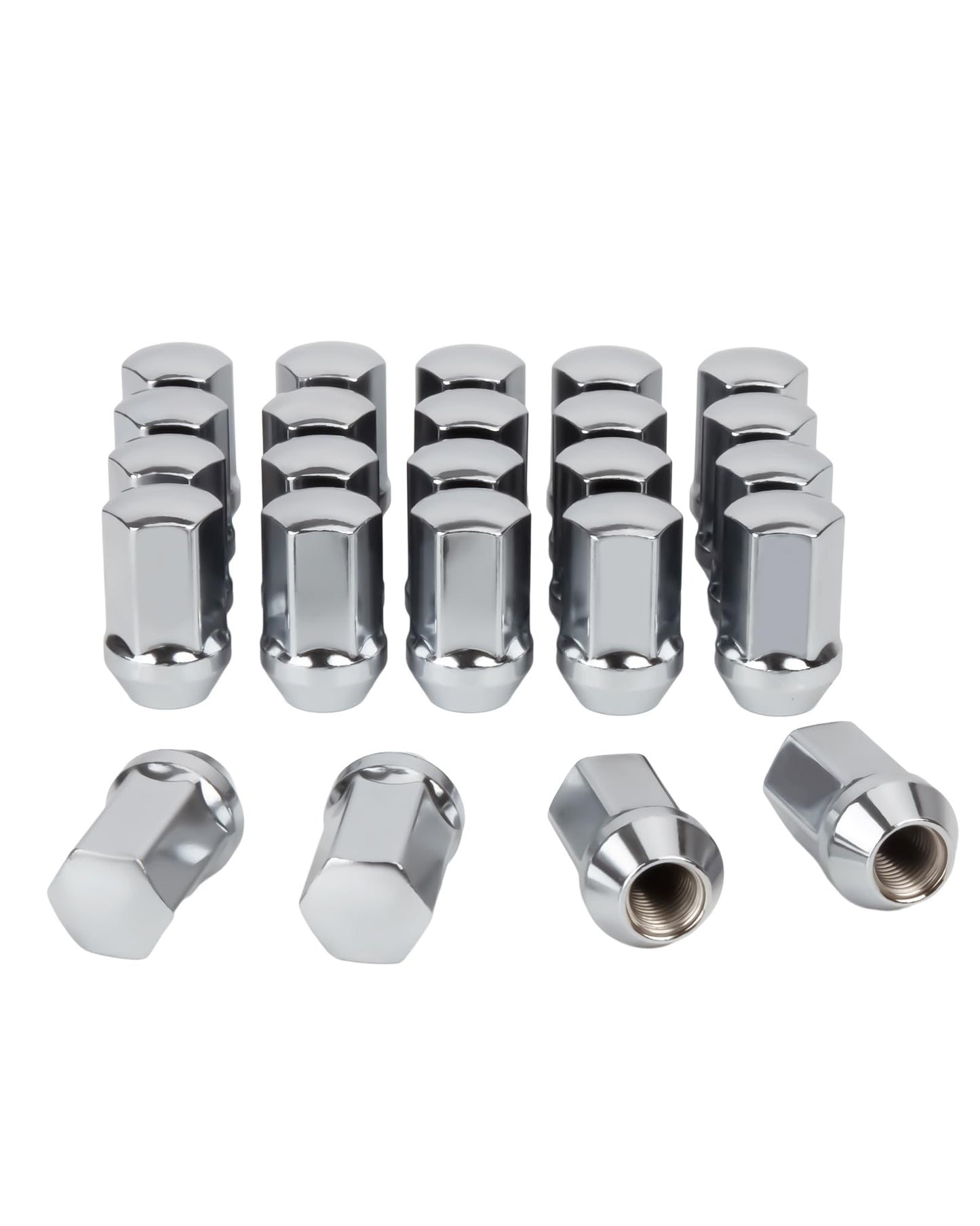 M14x1.5 Lug Nuts Replacement for 1999-2017 Chevy Silverado, 2012-2022 Ram 1500 2500, 2011-2022 Grand Cherokee, 24PCS 14x1.5 Chrome Lug Nuts One-Piece OEM Style Conical Seat, GM 9596070 611-236