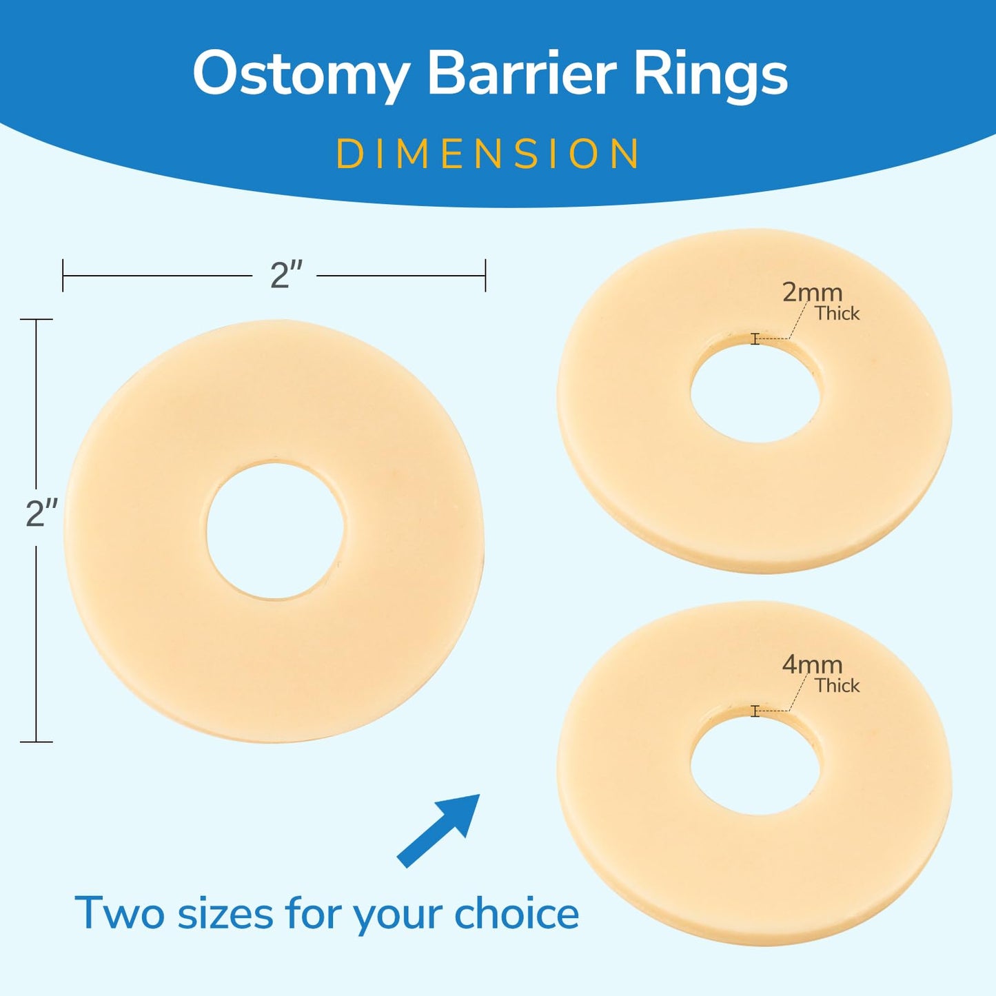 30 PCS Ostomy Barrier Rings, 2 mm Thickness Moldable Ostomy Rings Medical Grade Hydrocolloid Adhesive Barrier Rings Better Seal for Ostomy Bags (3 Box of 30)