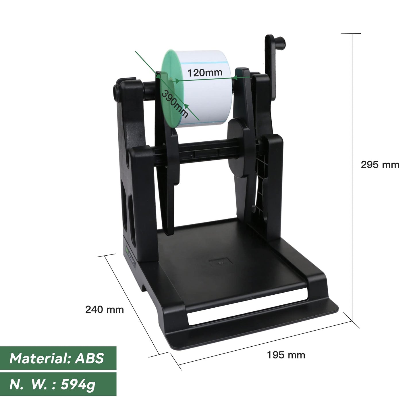 U.S. Solid 2-in-1 Label Roll Holder with Handle and Manual Label Rewinder - Desktop Label Holder for Rolls, Fan-Fold & Sticker Labels, Small Business Packaging Supplies