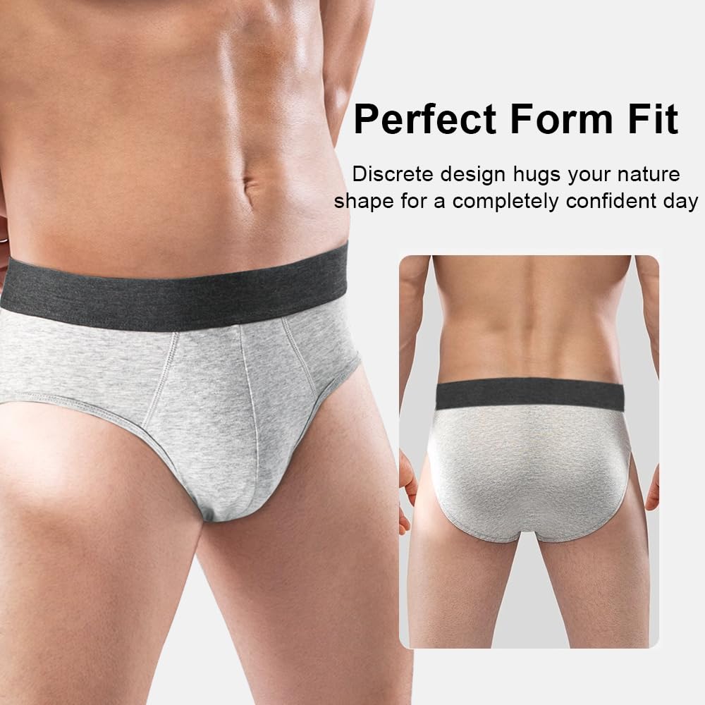 BATTEWA Mens Incontinence Underwear 2-Pack, 100ML Leak Proof Boxer Brief underwear for Men, Cotton Absorbent urine Leakage Protective.(Medium,Gray)