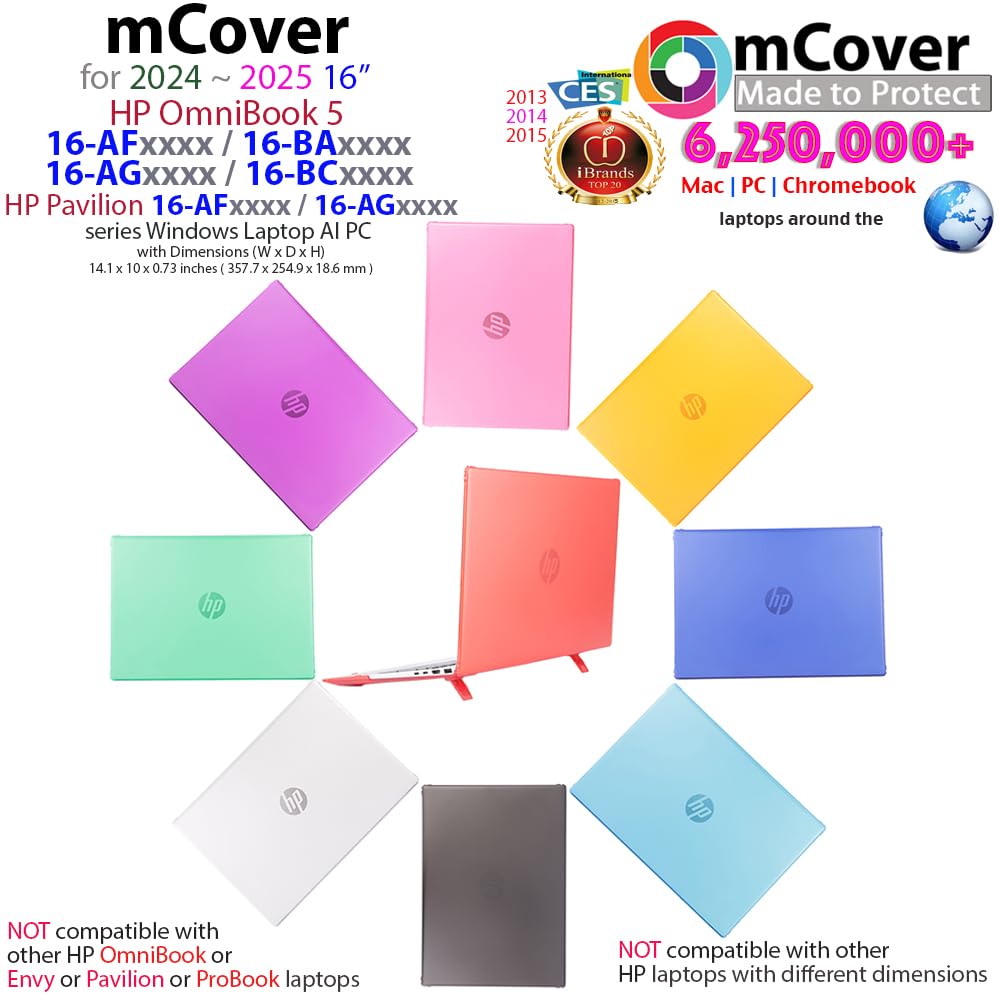 mCover Case ONLY Compatible for 16” 2024+ HP OmniBook 5 16-AF / 16-AG / 16-BAxxxx / 16-BCxxxx and Pavilion 16-AF / 16-AG0000 Series Windows AI Notebook PC (NOT Fitting Other HP Models)- Clear