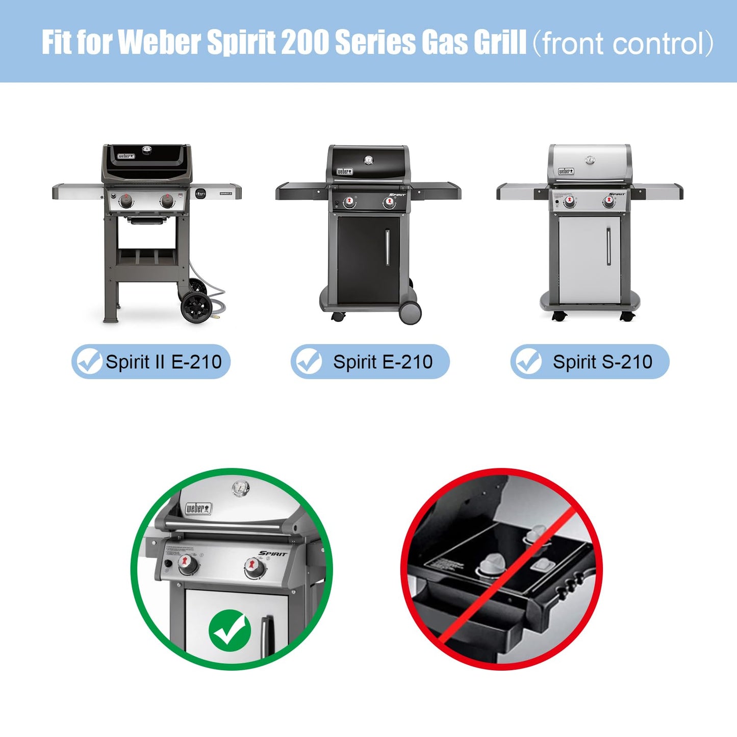 WEBROIL 17.5" 7637 Grill Grates Replacement Parts for Weber Spirit I/II 200 Series, Spirit E/S-210 E/S-220 Spirit II E/S-210 E/S-220 with Front Control,Cast Iron,2 Pack Diamond Shaped Cooking Grates