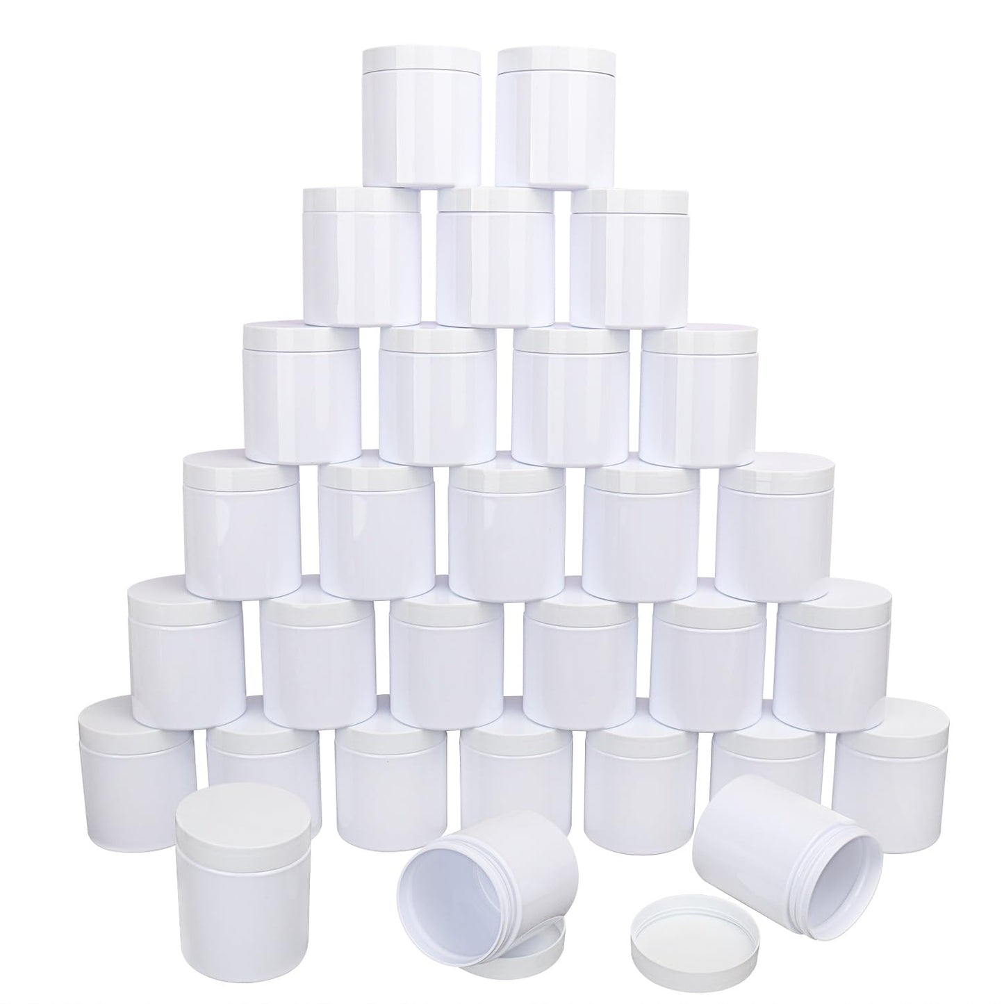 30 Packs 8.8oz (250 ml) Plastic White Jars with Lids, Cosmetic Containers Storage Jars with Wide-Mouth for slime, beads, rhinestones, sequins Cosmetics, Lotion, Cream, Ointments and More by KUKLIPJIM.