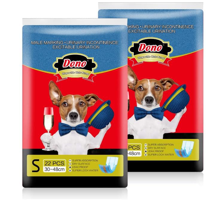 Dono Disposable Dog Diapers Male-Dogs Jeans Super Absorbent Soft Pet Diapers Doggie Wraps for Male Puppy Dogs, Leak Protection Excitable Urination or Incontinence