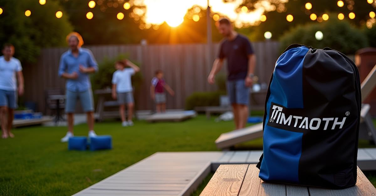 Timtaoth Dual Sided Corn Hole Bags Professional Cornhole Bags Set of 8 Regulation Size Weight Pro Corn Hole Bean Bags Slick and Stick (Black&Fog Blue)