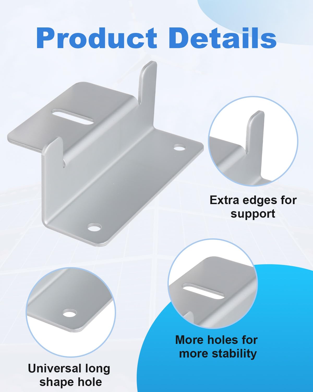 Mixiflor 16 Units Solar Panel Mounting Brackets, Lightweight Anti-Corrosion Solar Panel Z Brackets, Solar Panel Mounts for RVs, Trailers, Boats, Yachts, Wall and Other Off Gird Roof, Sliver
