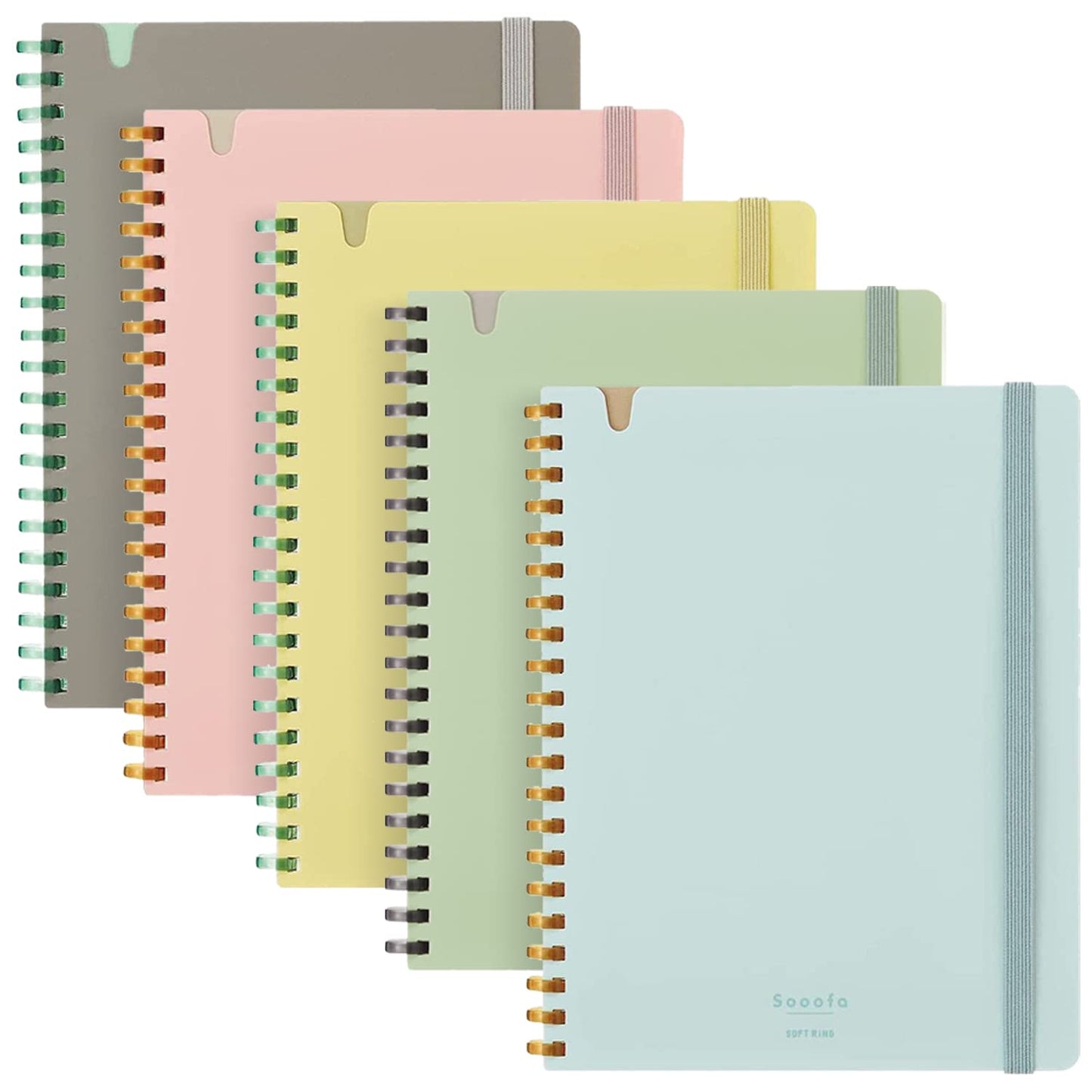 KOKUYO Sooofa Soft Ring Notebook, 0.2 inch (4 mm) Grid Ruled, 80 Sheets, B6 Deformation, Set of 5 Colors, Japan Import (SU-SV748S4)
