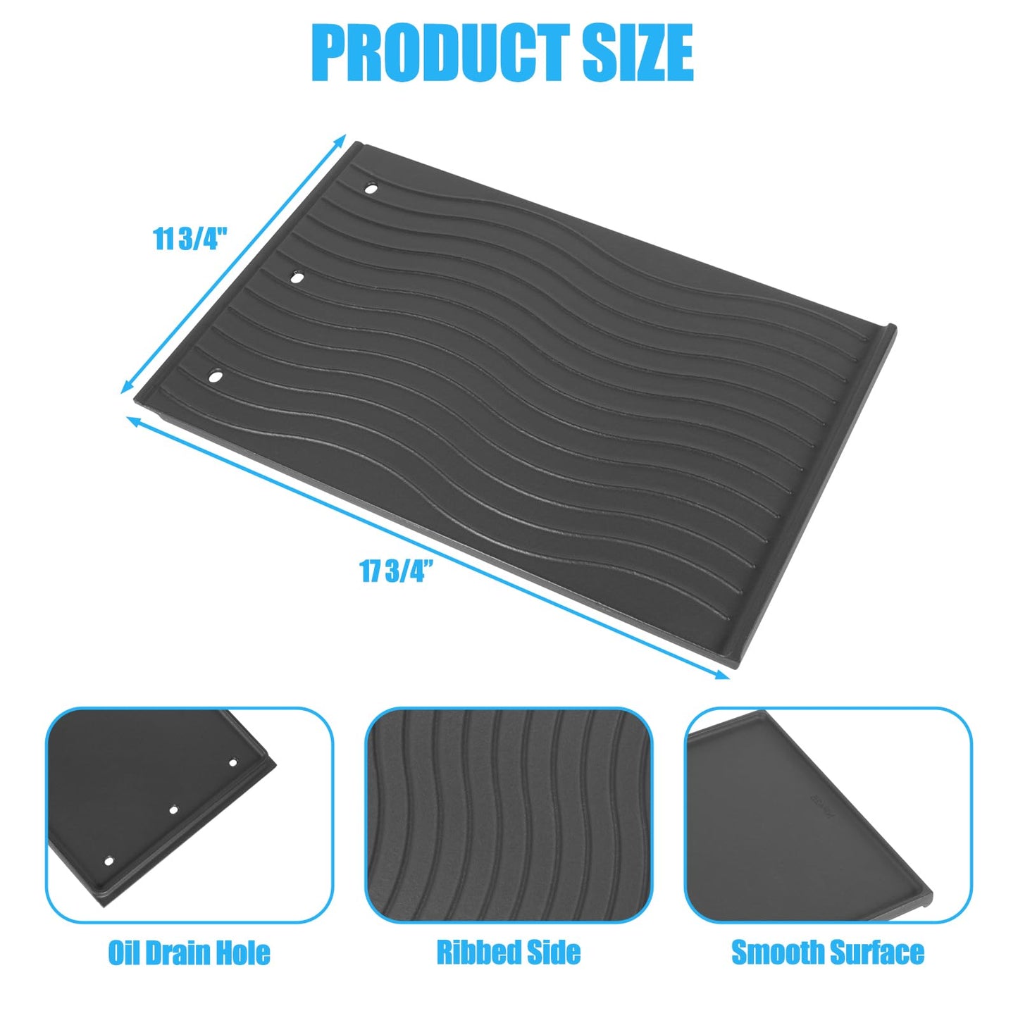 56425 Cast lron Reversible Griddle for Napoleon Rogue 425 625 Grill Accessories Rogue XT 625 XT 425 XT 425 SIB Se 425 RSIB Freestyle 425 Series Reversible Cooking Plate Insert Grill Replacement Parts