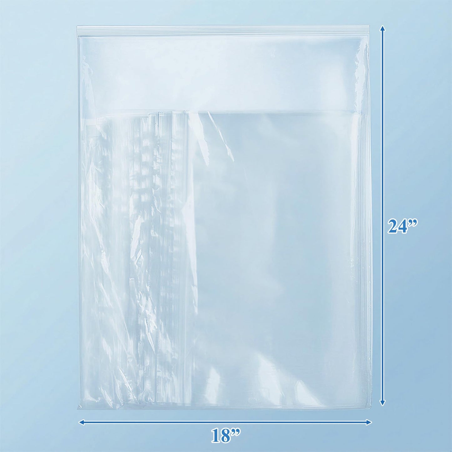 Elsjoy 50 Pack 18" x 24" Large Reclosable Storage Bags, 5 Gallon Resealable Zipper Plastic Bags for Clothes, Clear Reusable XL Zip Bags for Moving, Food, Clothing