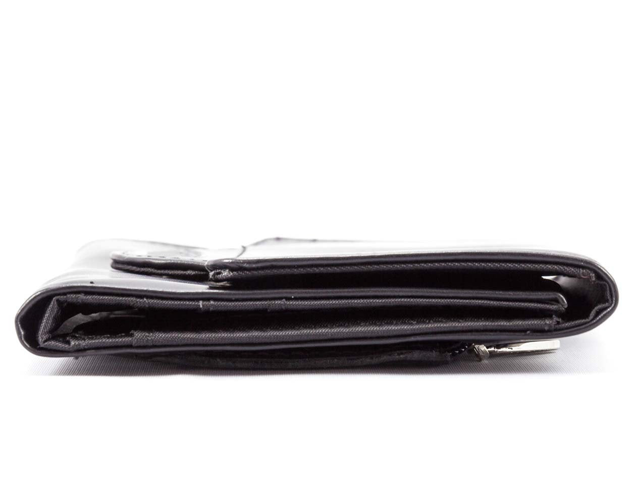 Big Skinny Women's Trixie Leather Tri-Fold Slim Wallet, Black