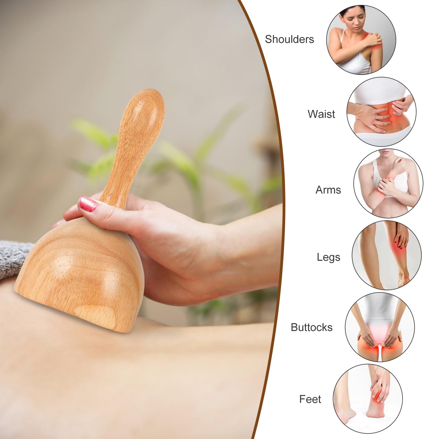 KintKita Wood Therapy Massage Tool 6 in 1,Lymphatic Drainage Massager Maderoterapia Kit Professional Body Cellulite Massager for Body Sculpting,Contouring,Relief Muscle,Anti-Cellulite