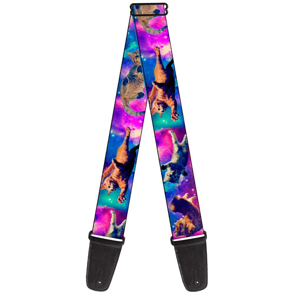 Buckle-Down Guitar Strap Cats In Space Pinks Blues 2 Inches Wide