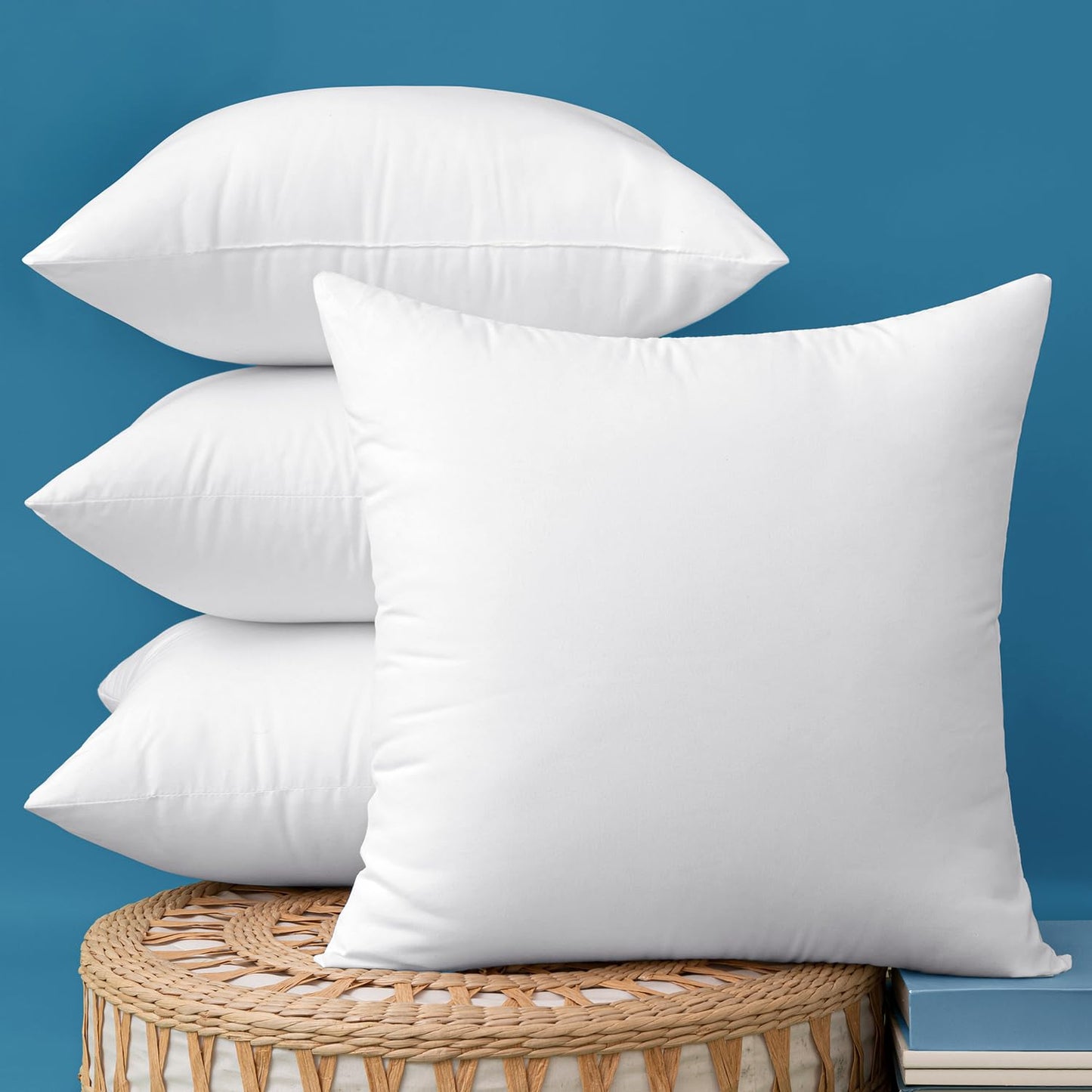 MIULEE Pack of 4 Pillow Insert 18x18 Inches Outdoor Waterproof Throw Pillow Insert Premium Hypoallergenic Stuffer Sham Square for Bed Couch Sofa Cushion Patio Furniture