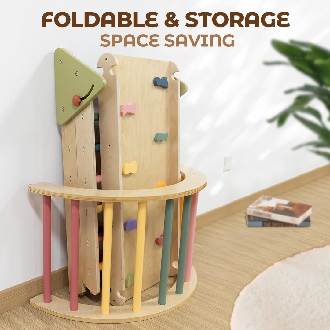 aiwo 7-in-1 Pikler Triangle Set Toddler Climbing Toys Indoor, Montessori Baby Climbing Set for Toddlers 1-3 Jungle Gym