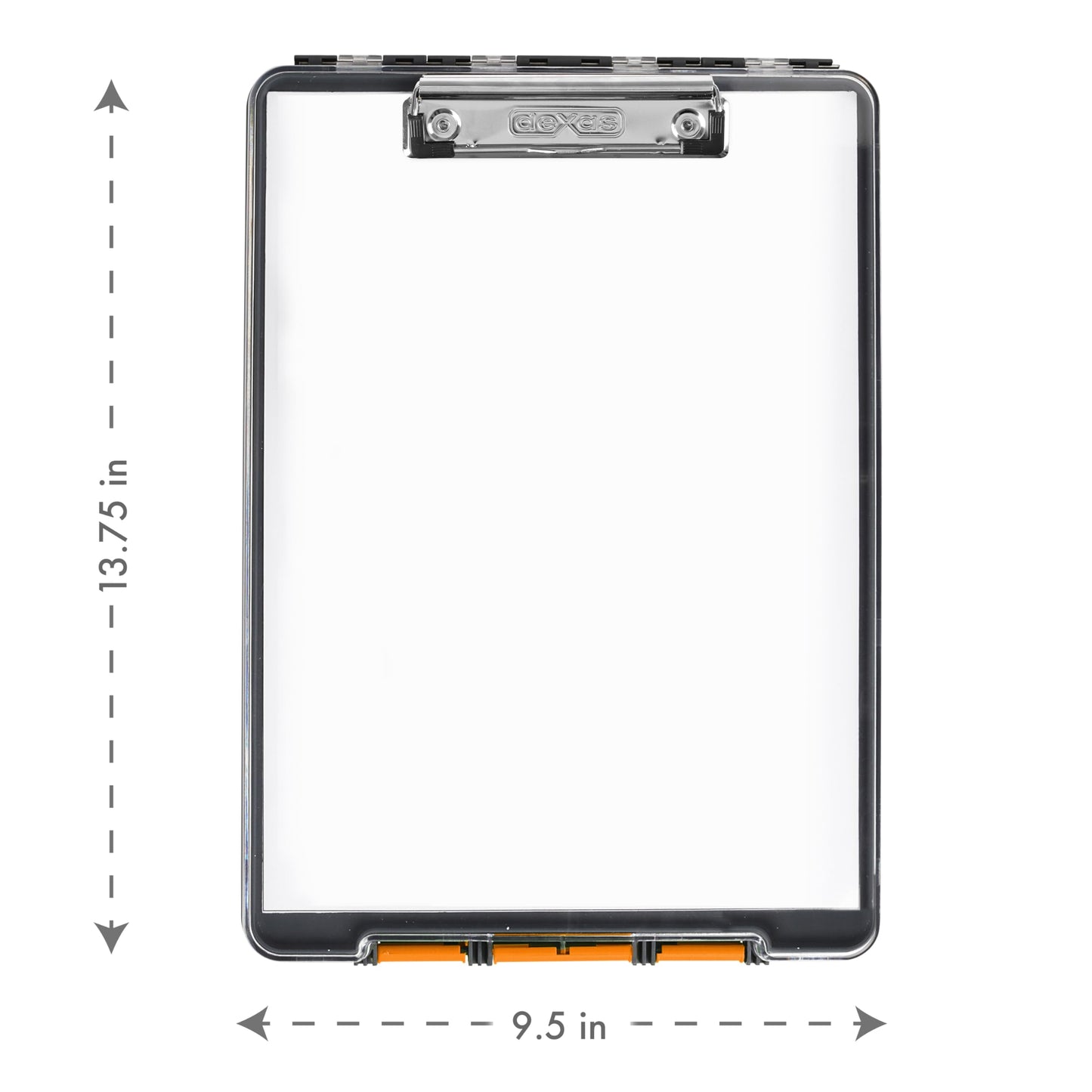Dexas Clearview Clipcase Dry Erase clipboard, 13.75 x 9.5 Inch, Orange. See papers clearly outdoors, stay organized and dry. Ideal for coaching, teaching, homeschooling, art, trades, and medical pros.