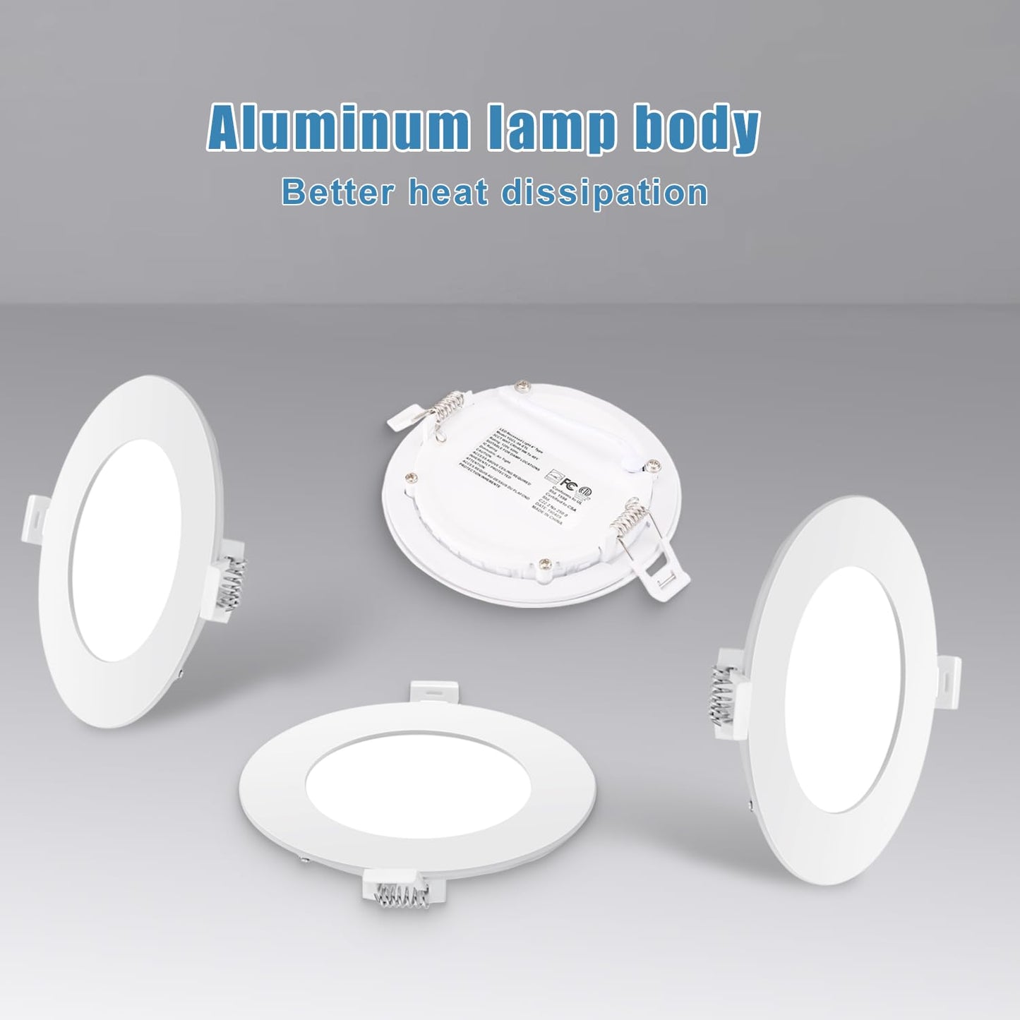 GCN LIGHT 4 Inch Wet Location Dimmable LED Recessed Pot Light 3CCT Ideal for Bathrooms Kitchens Balconies and Under Eaves, 9W 750LM IC Rated LED Slim Panel Downlight with Junction Box, 6 Pack