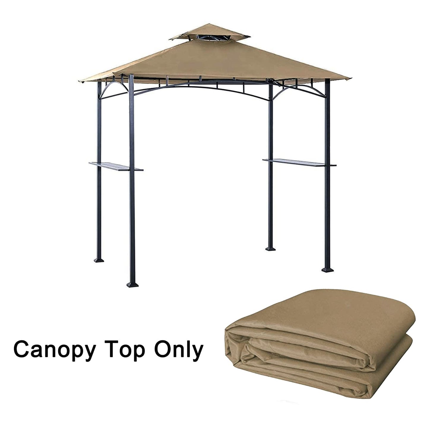 Tanxianzhe Grill Gazebo Replacement Canopy Top Cover 5×8 Double Tiered BBQ Roof ONLY FIT for Gazebo Model L-GG001PST-F (Khaki)