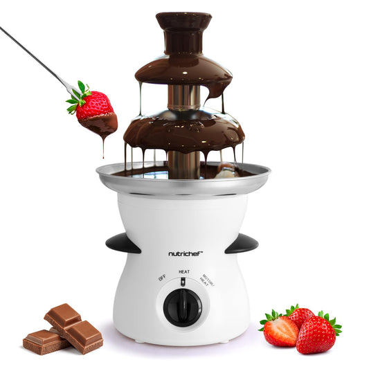 3 Tier Chocolate Fondue Fountain - Electric Stainless Chocolate Dipping Warmer Machine - Warm & Melt Chocolate, Butter, Cheese, Caramel - Great for Parties, Events & Weddings - Pot Capacity 16 OZ