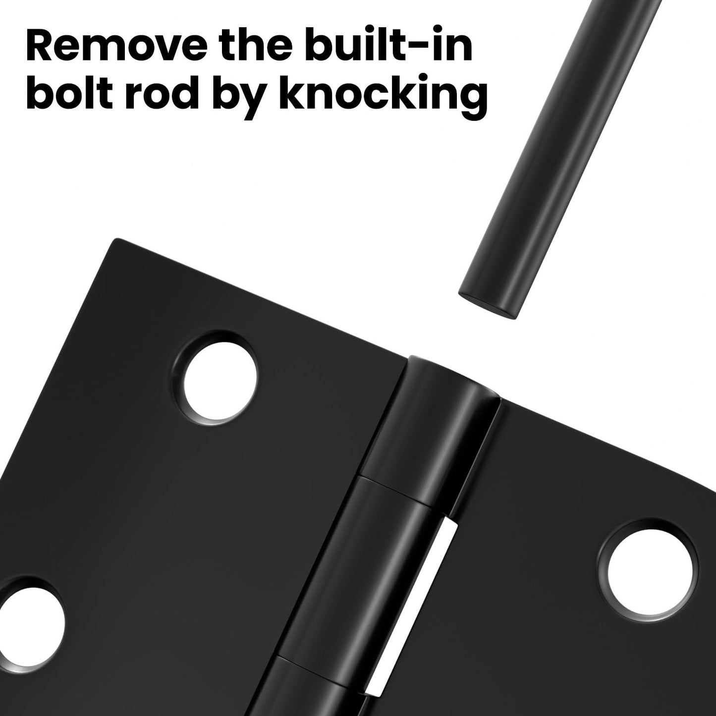 Haidms 18 Pack Black Door Hinges 3 Inch Interior Half Circle 5/8" and Half Square - Residential & Heavy-Duty Hardware, Adjustable Black Hinges