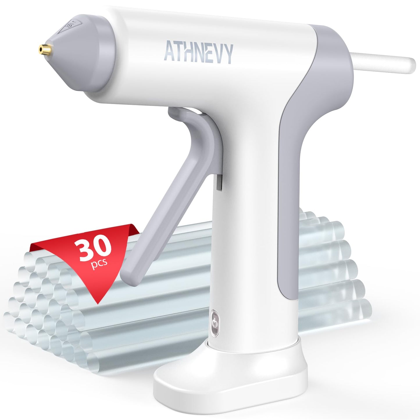 Cordless Hot Glue Gun, 4V 10s Fast Preheat, USB-C, 2000mAh Battery with Indicator, Smart Temp Control, Anti-Drip, Auto-Off, 30×7mm Glue Sticks, DIY Crafts, Home Repair, School Project (White)