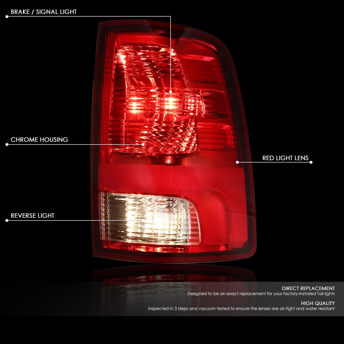 MOCW Right Passenger Side Tail Light Compatible With 2009-2018 Dodge Ram 1500 2500 3500 Rear Taillight Light With Bulb, Replace OE CH2819124,Red