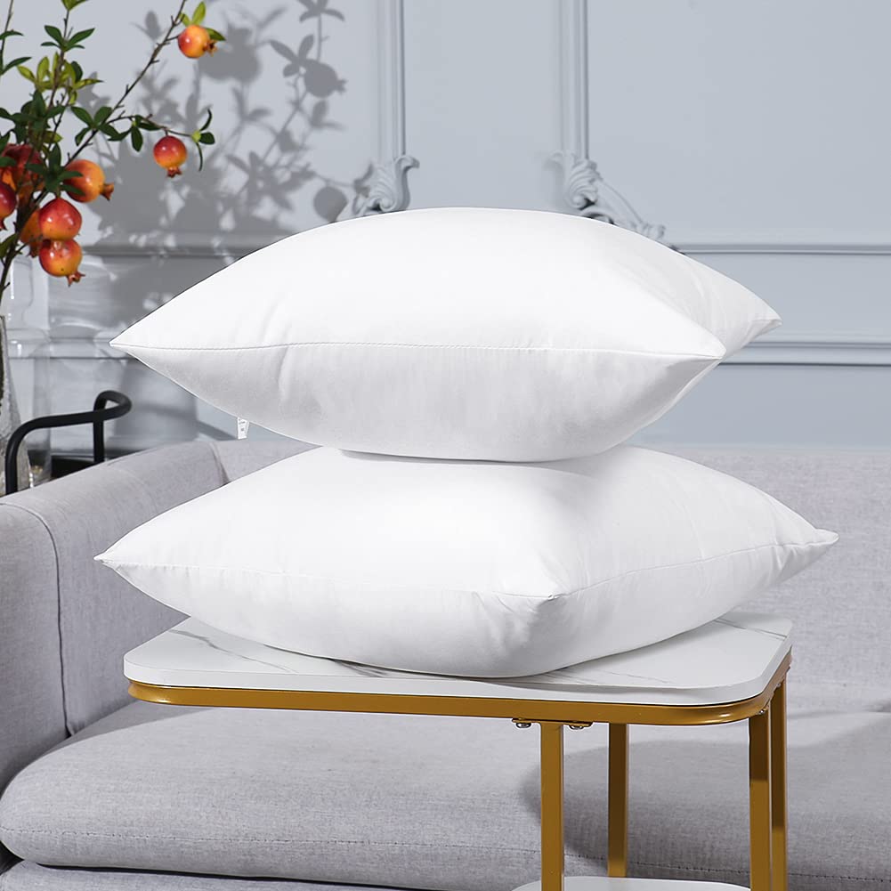 OTOSTAR Premium Waterproof Throw Pillow Inserts, Set of 4 Square Form Cushion Stuffer for Garden, Bench, Patio - Decorative Outdoor Pillows Inserts White, 18x18 Inches