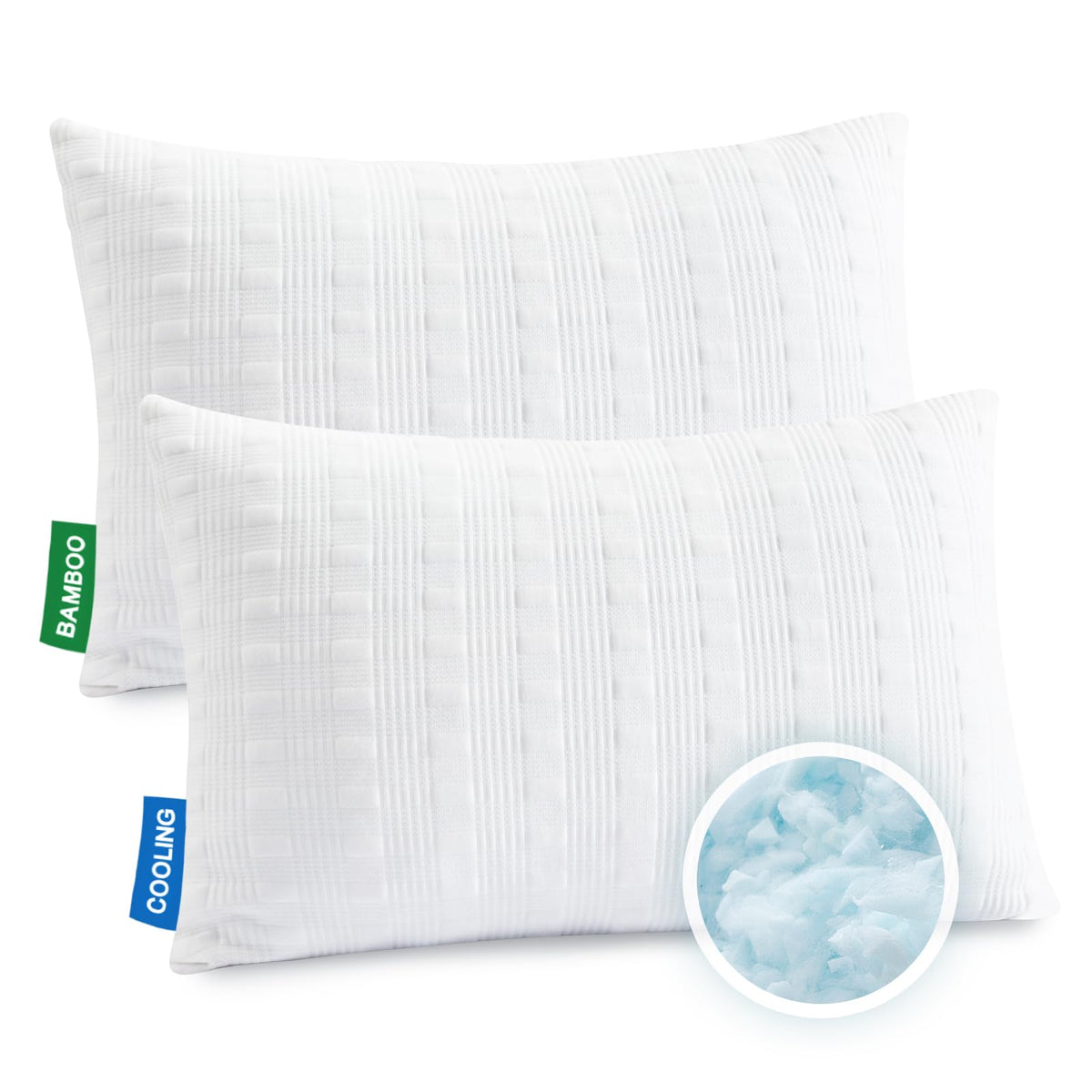 Meoflaw Cooling Pillows for Sleeping King Size Set of 2,Shredded Memory Foam Bed Pillow,Adjustable Loft King Pillow for Side & Back Sleeper-Medium Firm