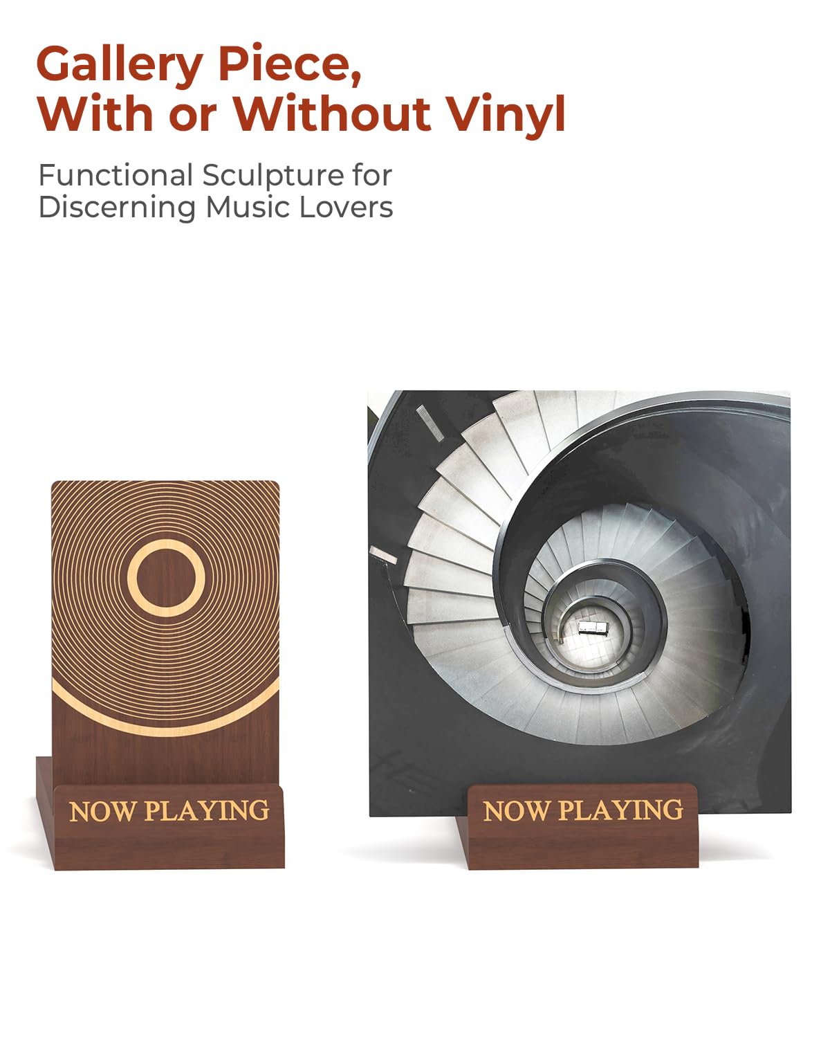 Greaittle Now Playing Vinyl Record Holder Stand, Wooden Record Storage Stand for Album Display, Vinyl Accessories for LP Lovers, Solid Wood with Engraved Design