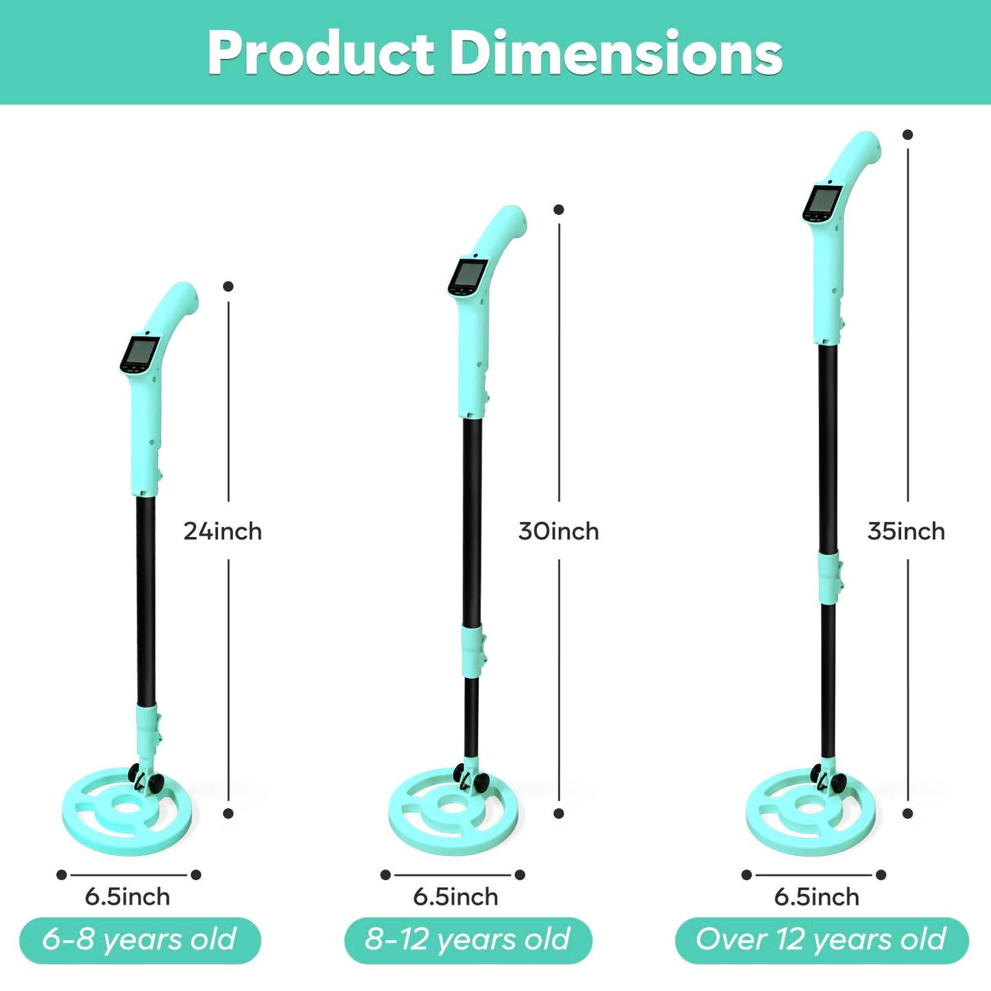 Metal Detector for Kids, iTayga Adjustable Kids Metal Detector(24"-35"), High Accuracy Coil Professional Waterproof Foldable Metal Detector, Very Lightweight(Only 0.88 Pouds) for Junior & Youth,Blue