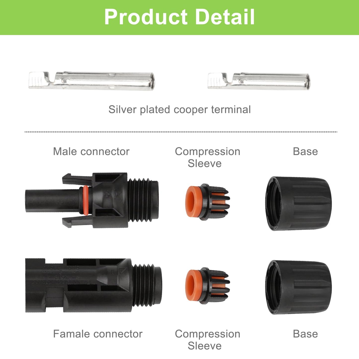 MC4 Solar Connectors 30 Pairs/60pcs Solar Panel Cable Connectors Waterproof IP67 1000V 30A Male/Female Connector with 2 Pack Wrenches