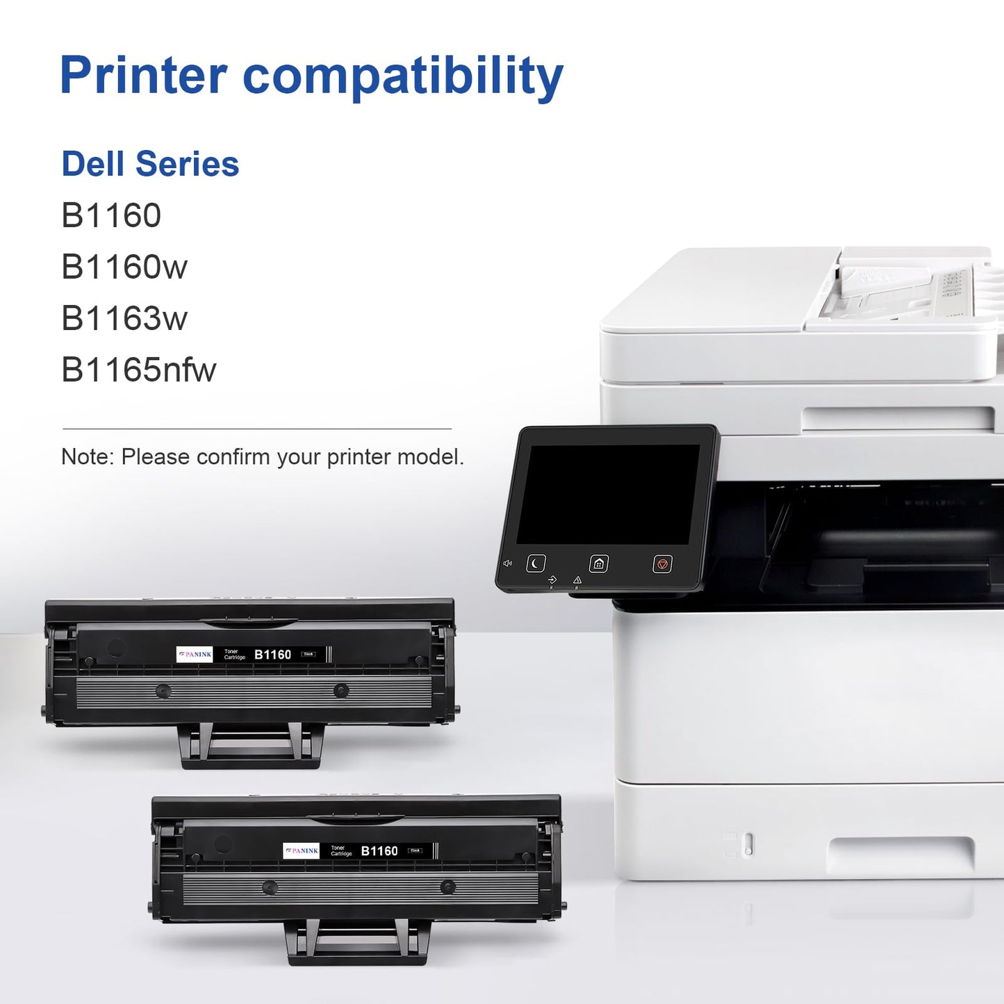 PANINK B1160 Toner Cartridge Replacement for Dell B1160 B1160W Toner Cartridge Compatible with Dell 1160 B1163w B1165nfw B1160 B1160w Printer(2 Black)